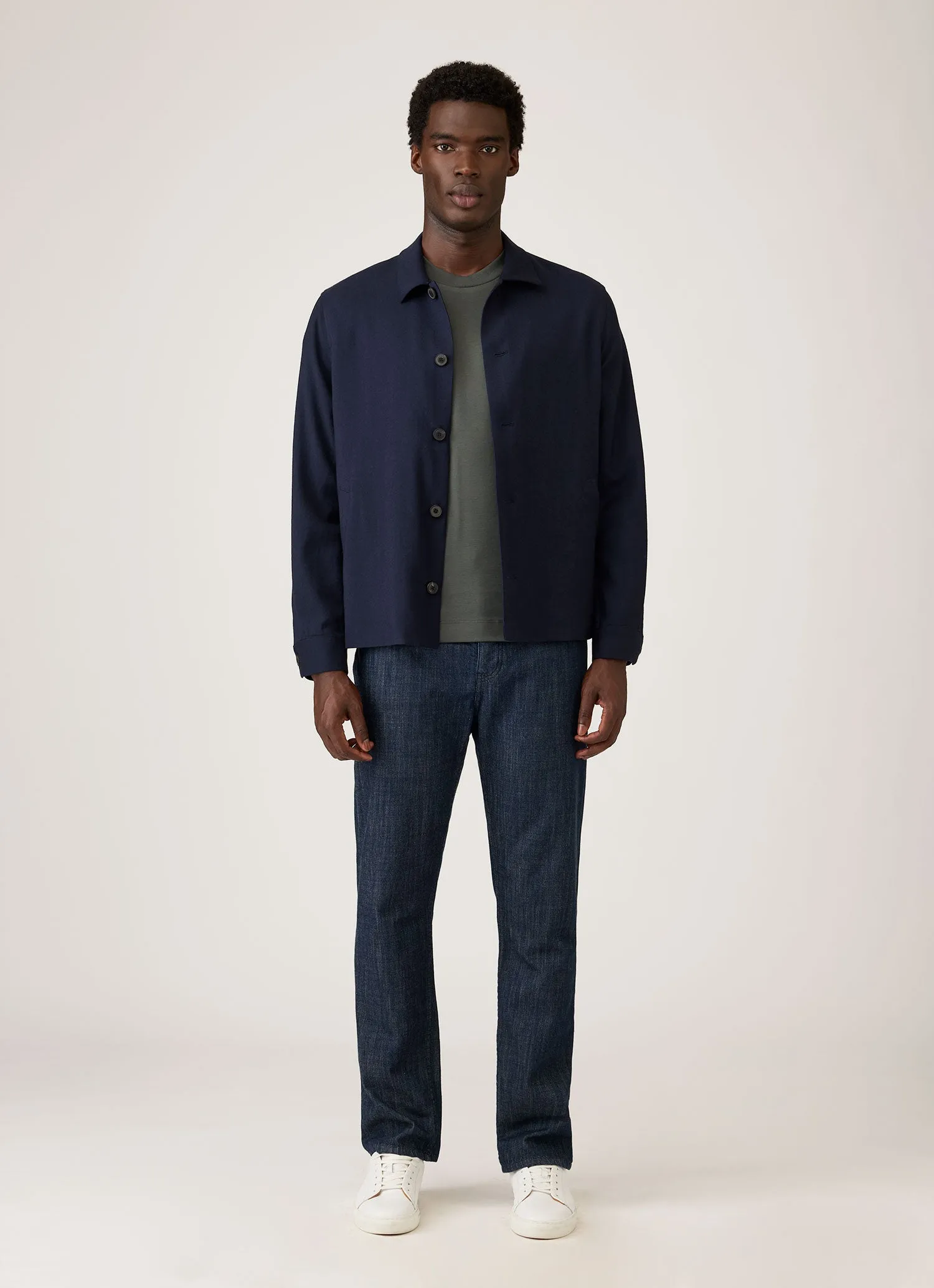 Men's Long Sleeve Heavyweight T-shirt in Slate Green sold by Sunspel product image thumbnail 3