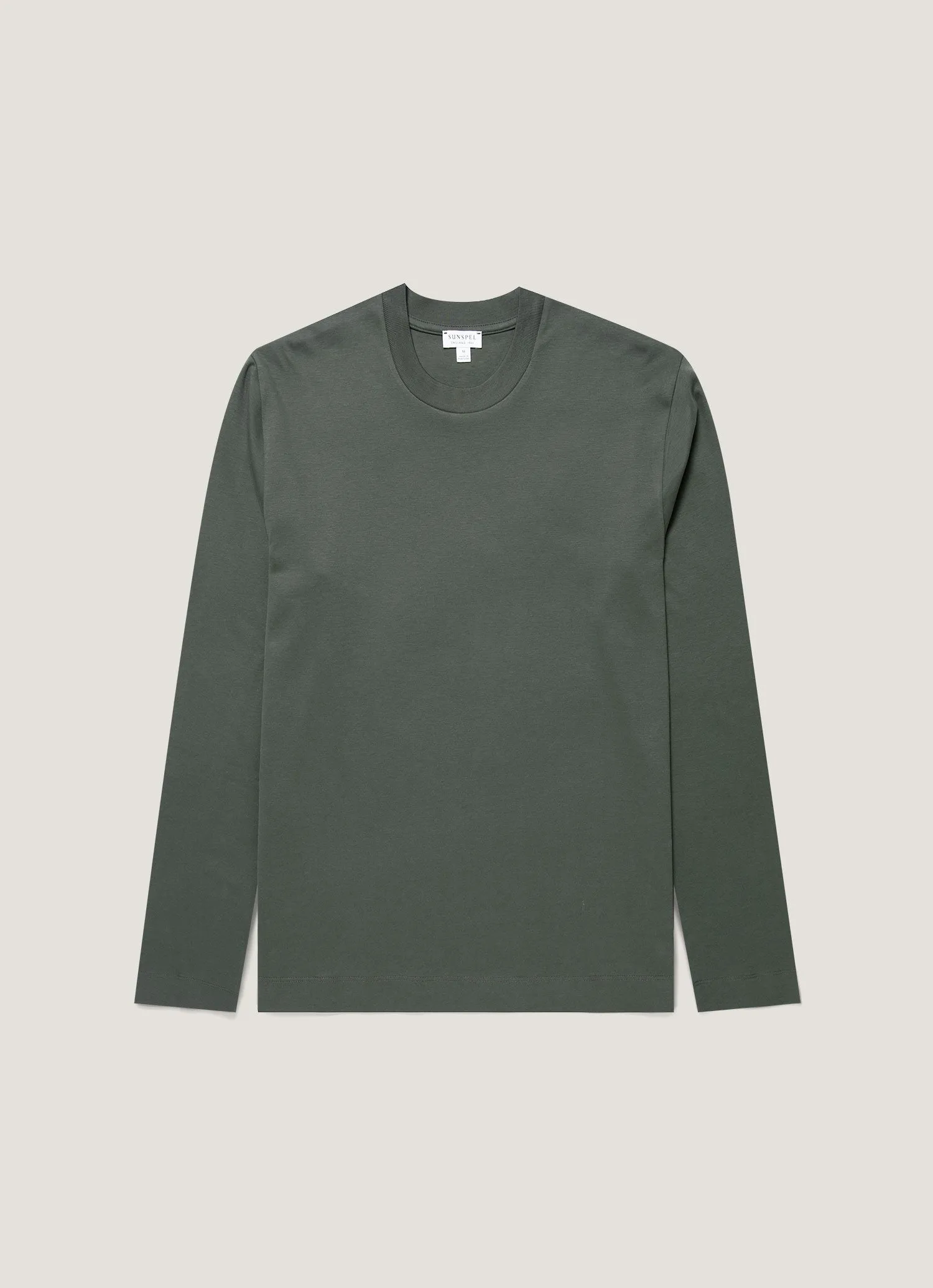 Men's Long Sleeve Heavyweight T-shirt in Slate Green sold by Sunspel