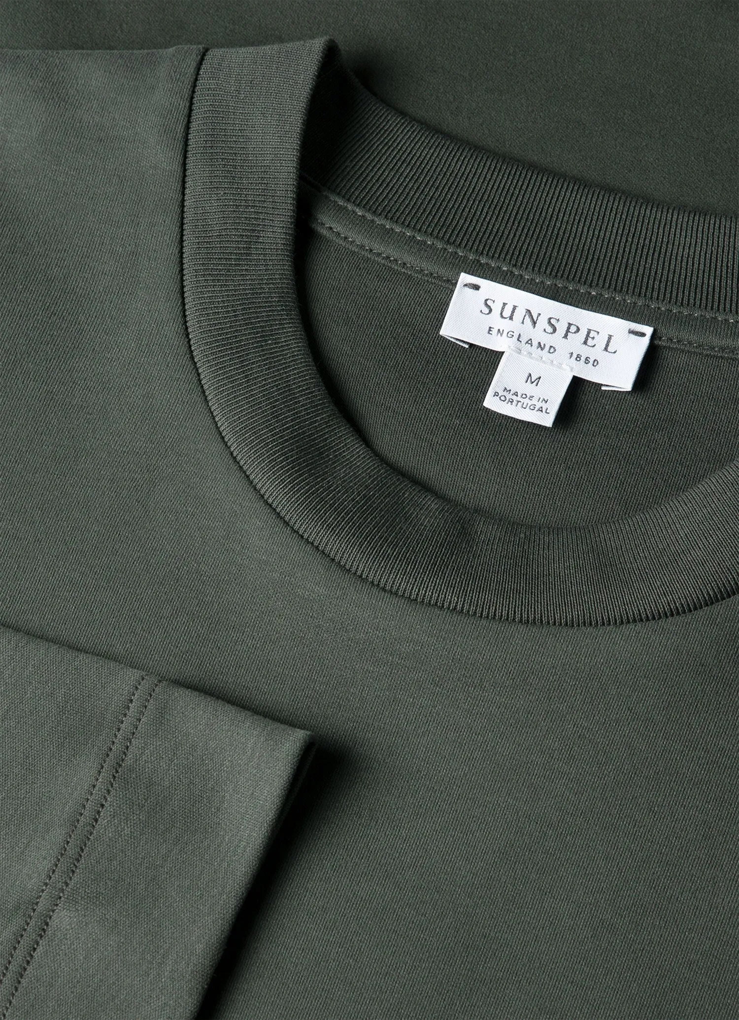 Men's Long Sleeve Heavyweight T-shirt in Slate Green sold by Sunspel product image thumbnail 4