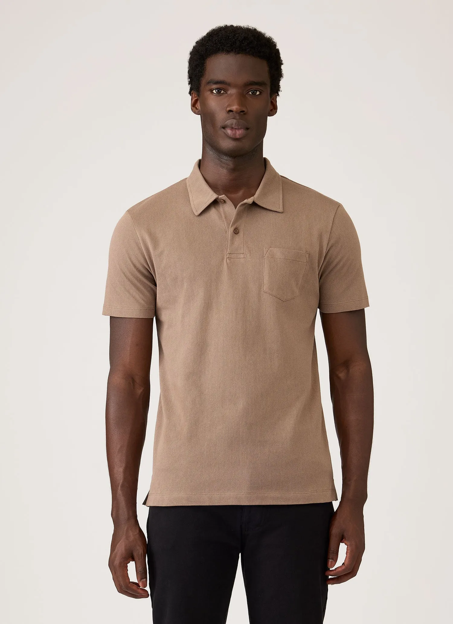 Men's Riviera Polo Shirt in Taupe sold by Sunspel product image thumbnail 2