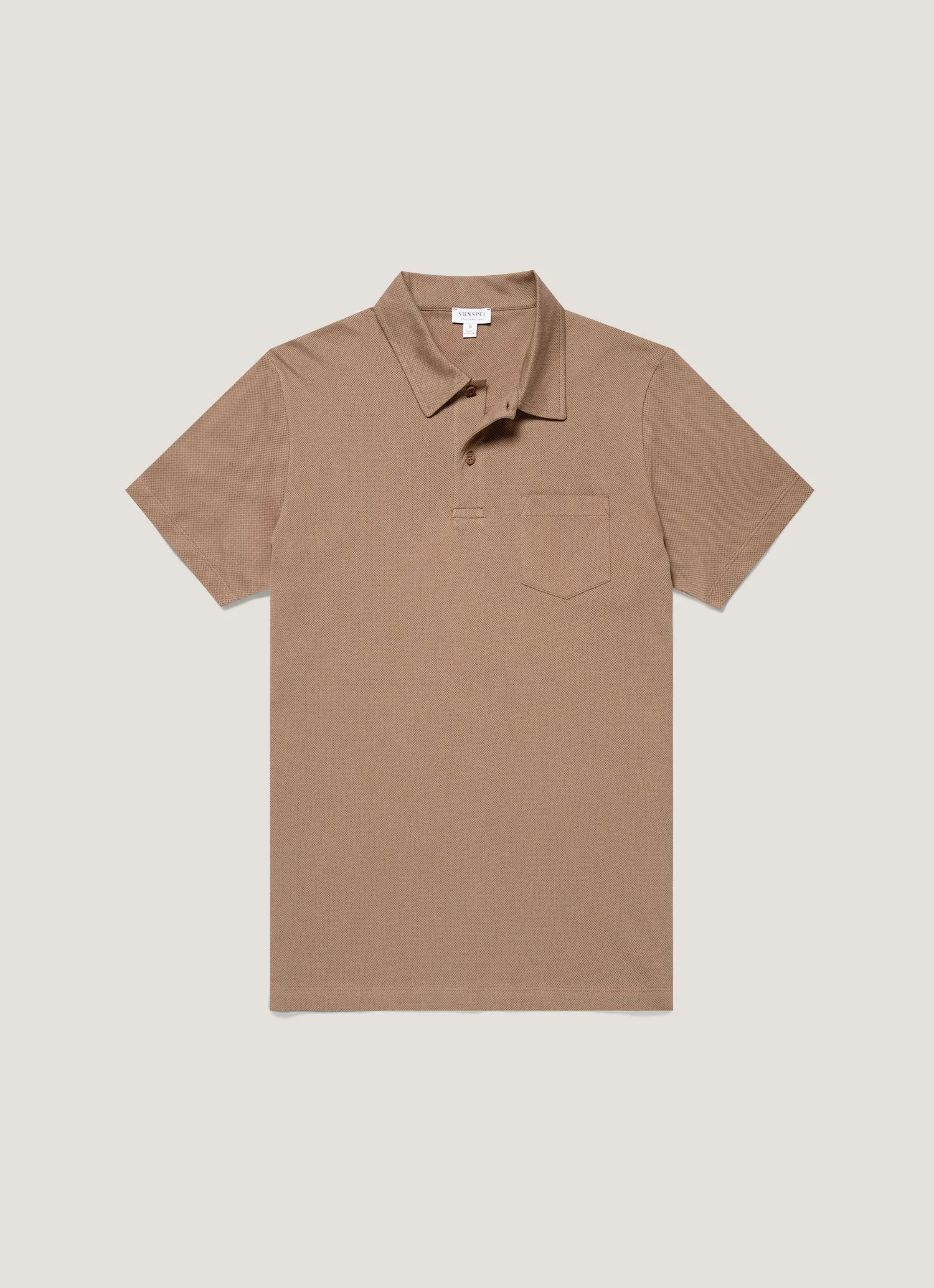 Men's Riviera Polo Shirt in Taupe sold by Sunspel