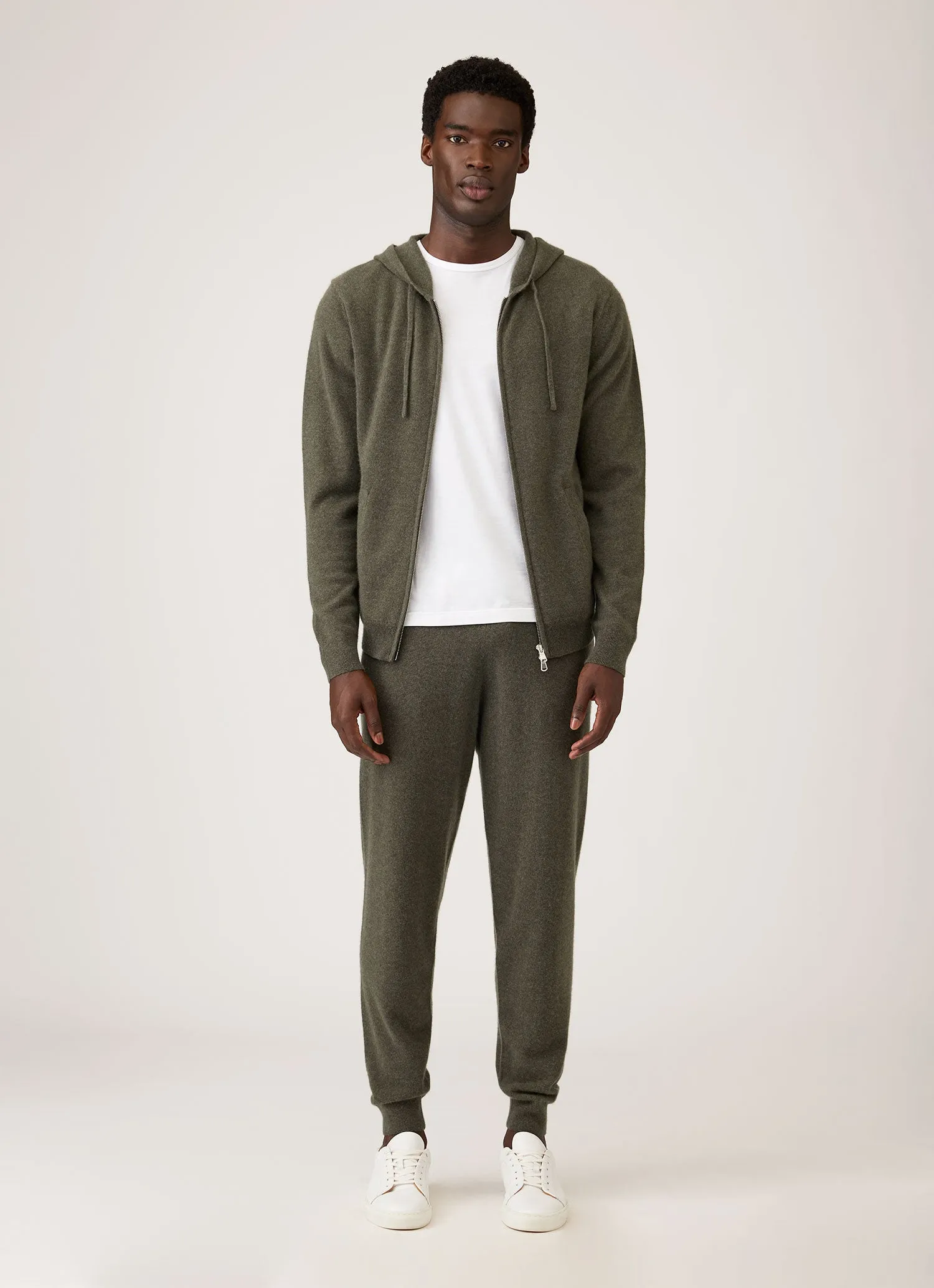 Men's Cashmere Hoodie in Khaki sold by Sunspel product image thumbnail 3