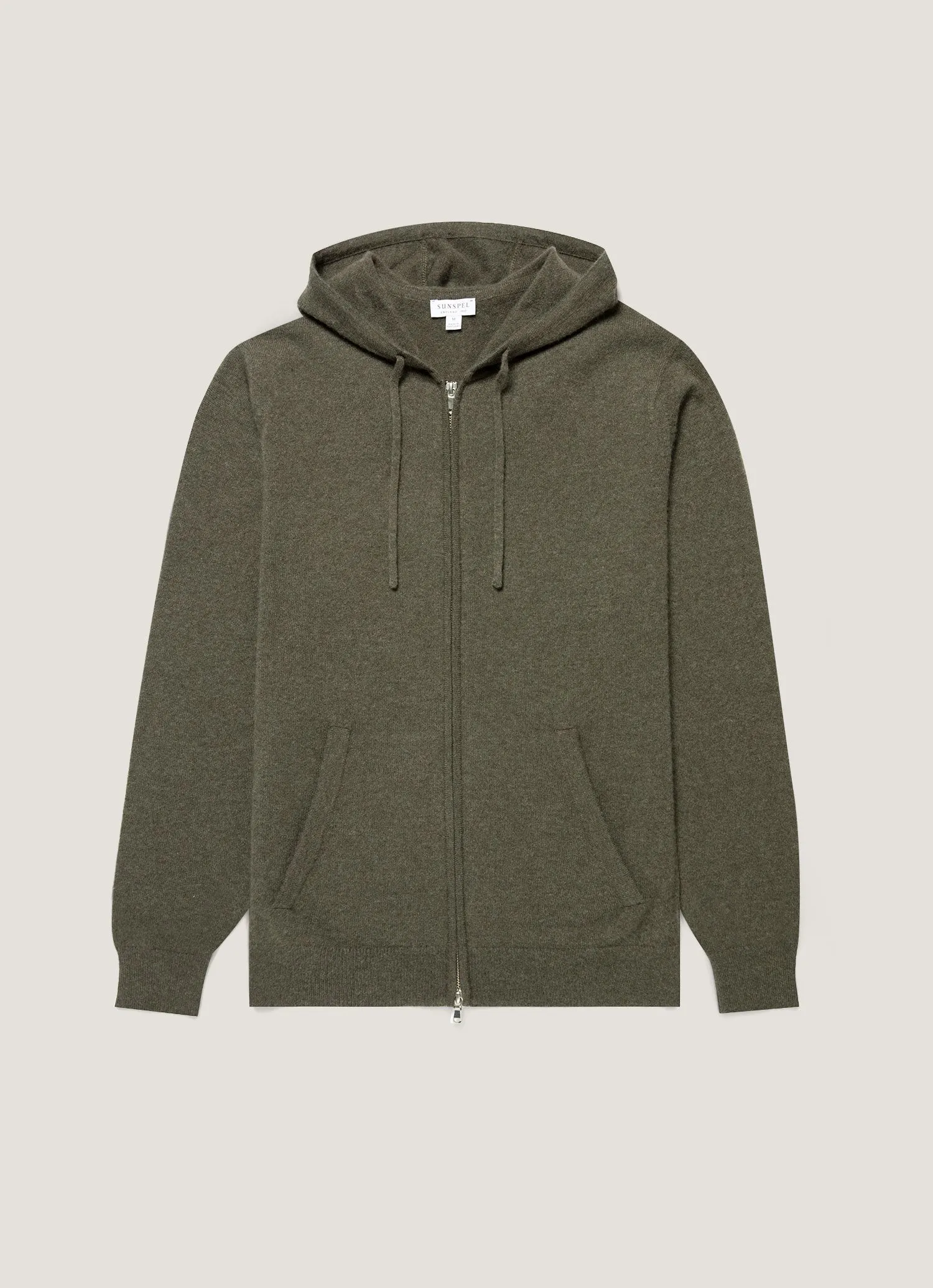 Men's Cashmere Hoodie in Khaki sold by Sunspel