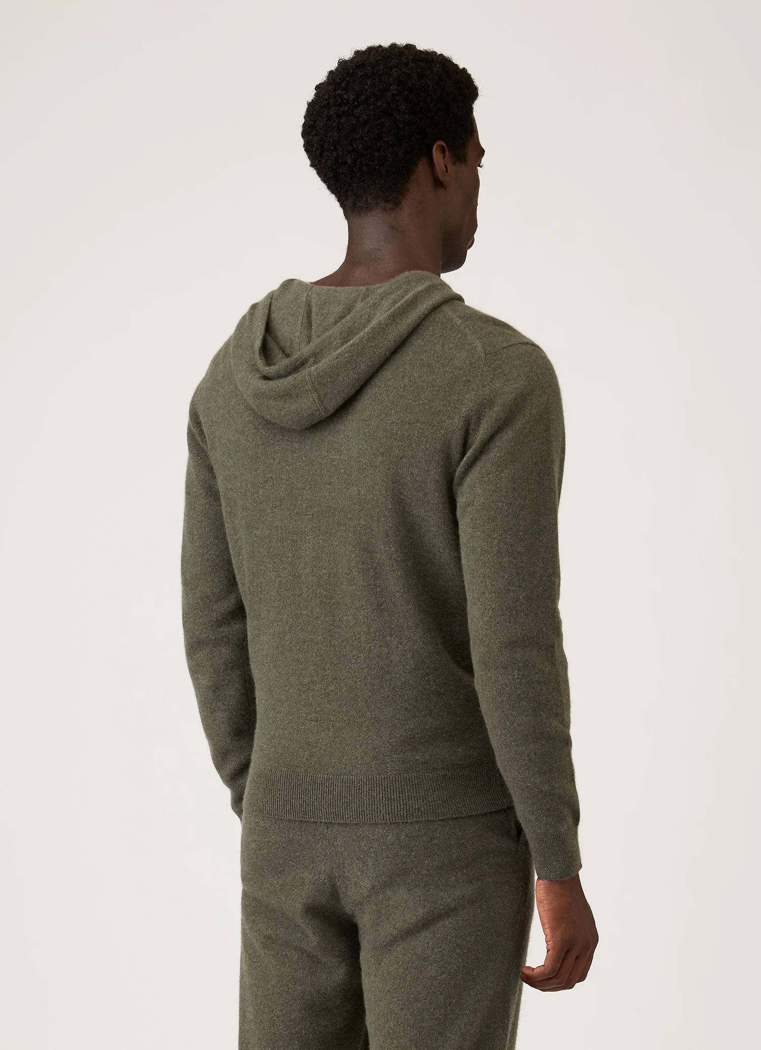 Men's Cashmere Hoodie in Khaki sold by Sunspel product image thumbnail 5