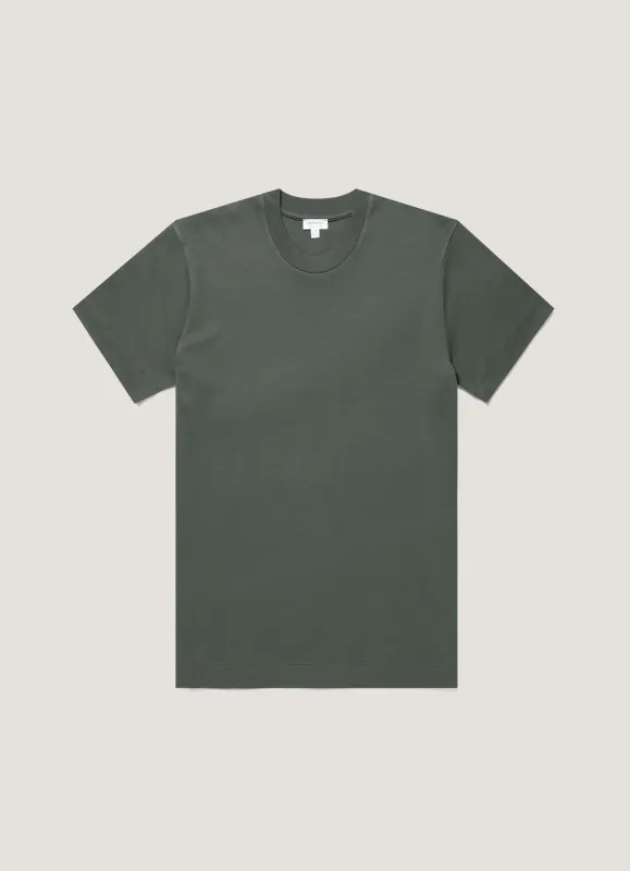 Men's Relaxed Fit Heavyweight T-shirt in Slate Green made by Sunspel