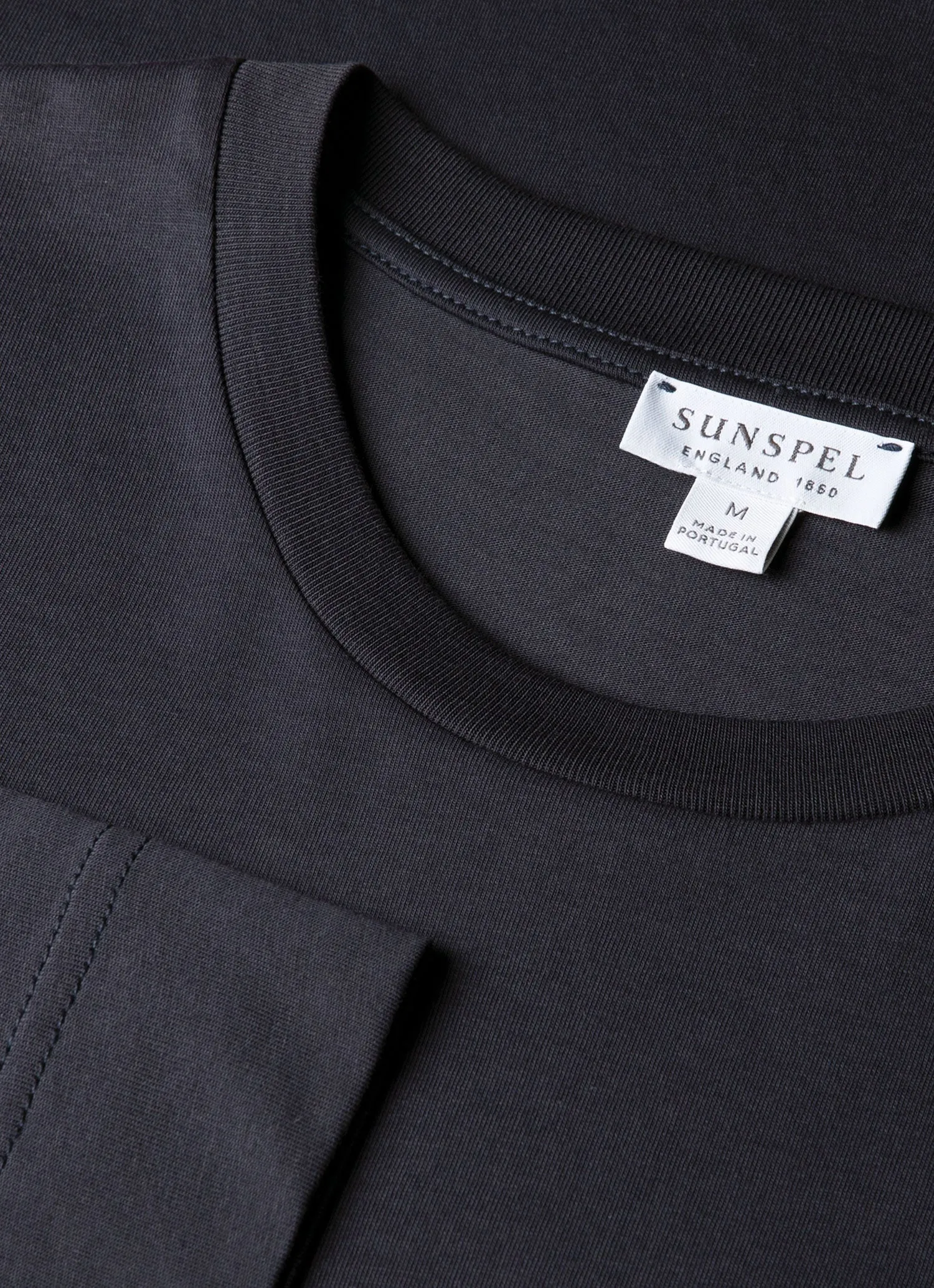 Men's Long Sleeve Riviera Midweight T‑shirt in Navy sold by Sunspel product image thumbnail 4