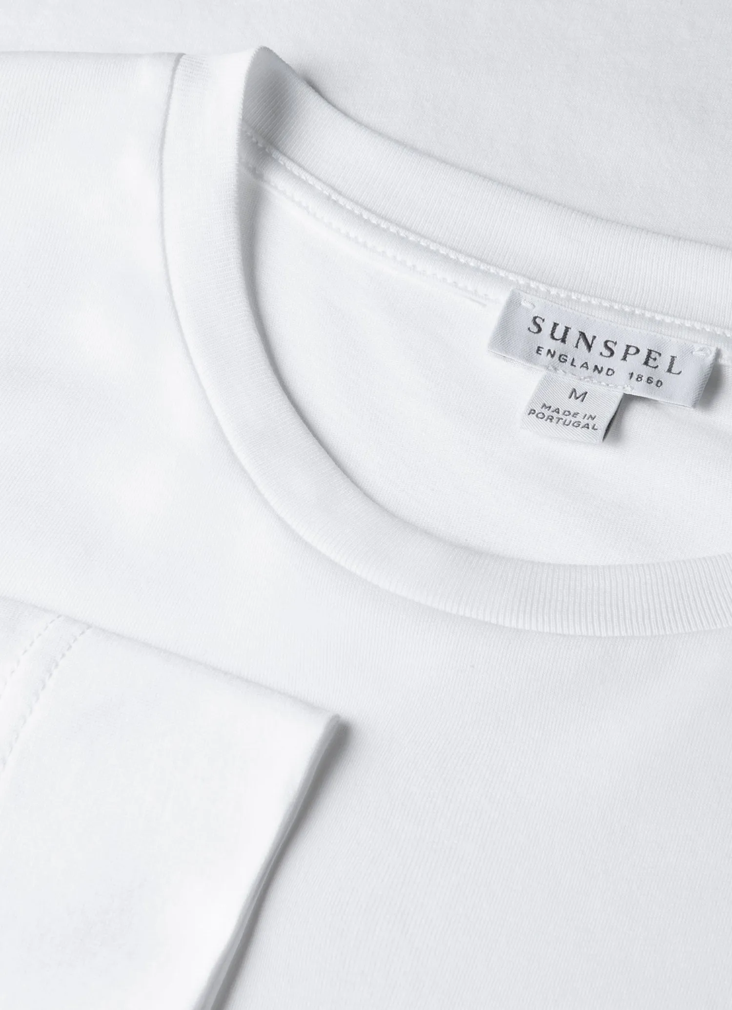 Men's Long Sleeve Riviera Midweight T‑shirt in White sold by Sunspel product image thumbnail 4