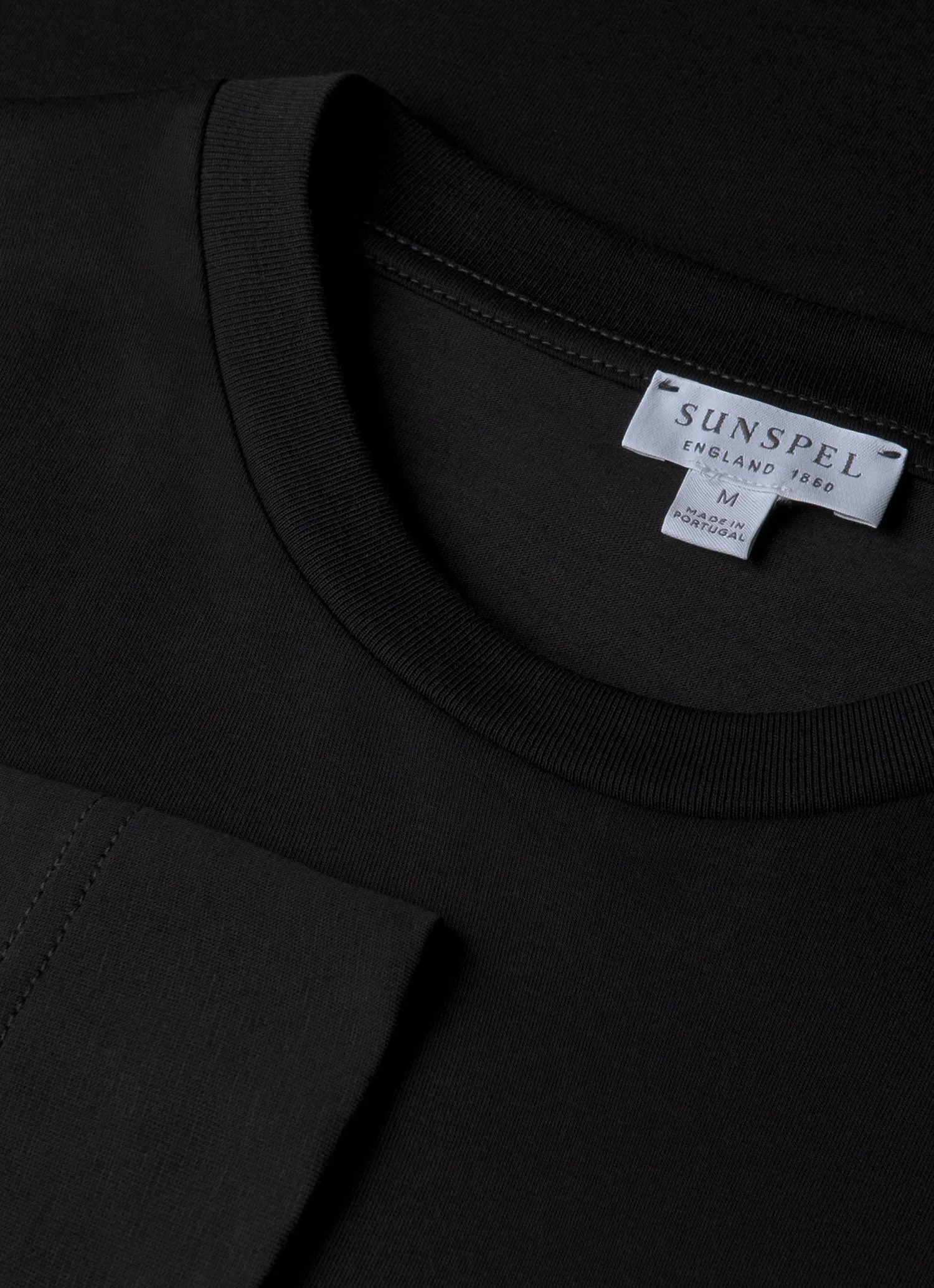 Men's Long Sleeve Riviera Midweight T‑shirt in Black sold by Sunspel product image thumbnail 4
