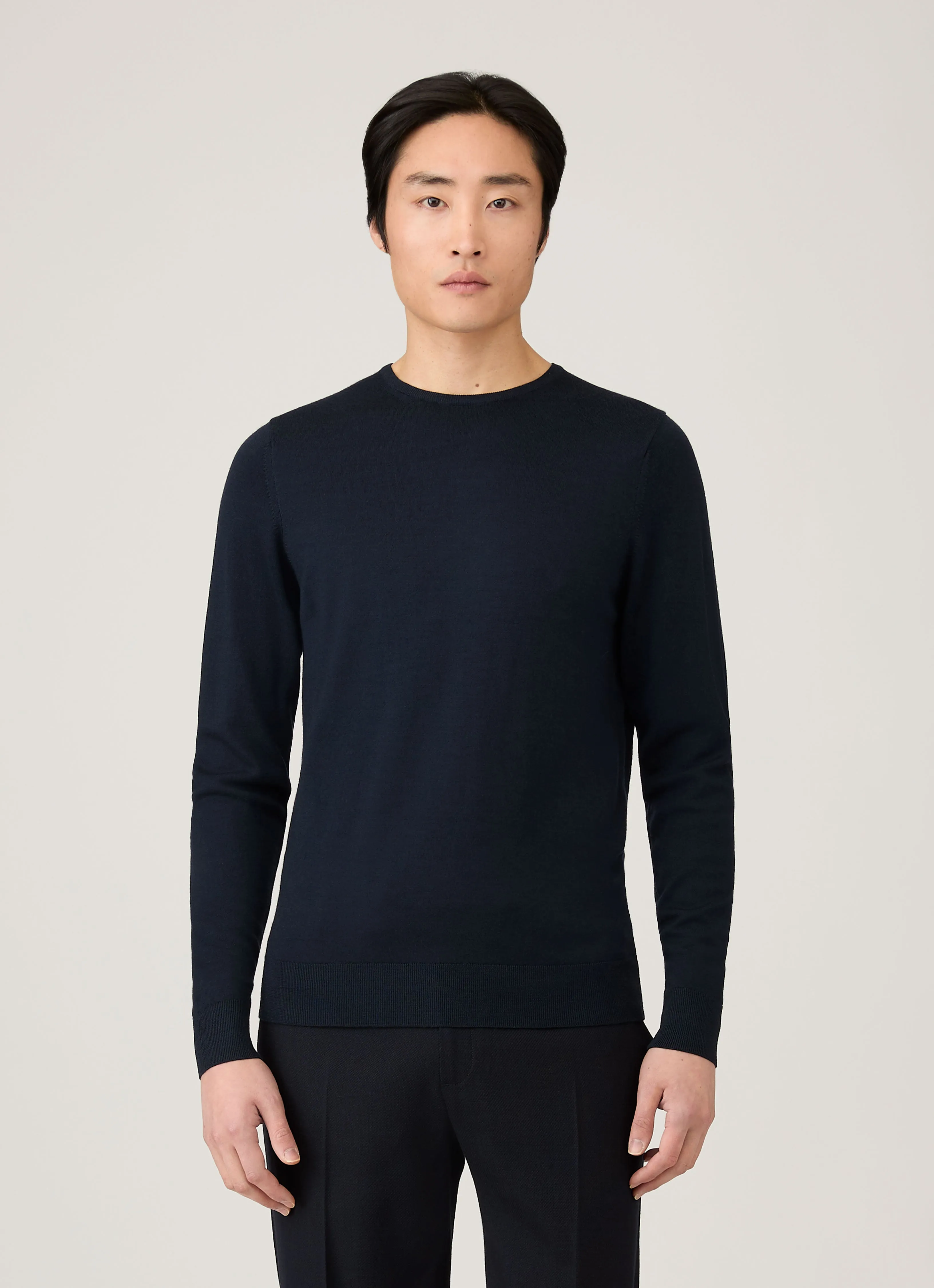 Men's Extra-Fine Merino Jumper in Navy sold by Sunspel product image thumbnail 2