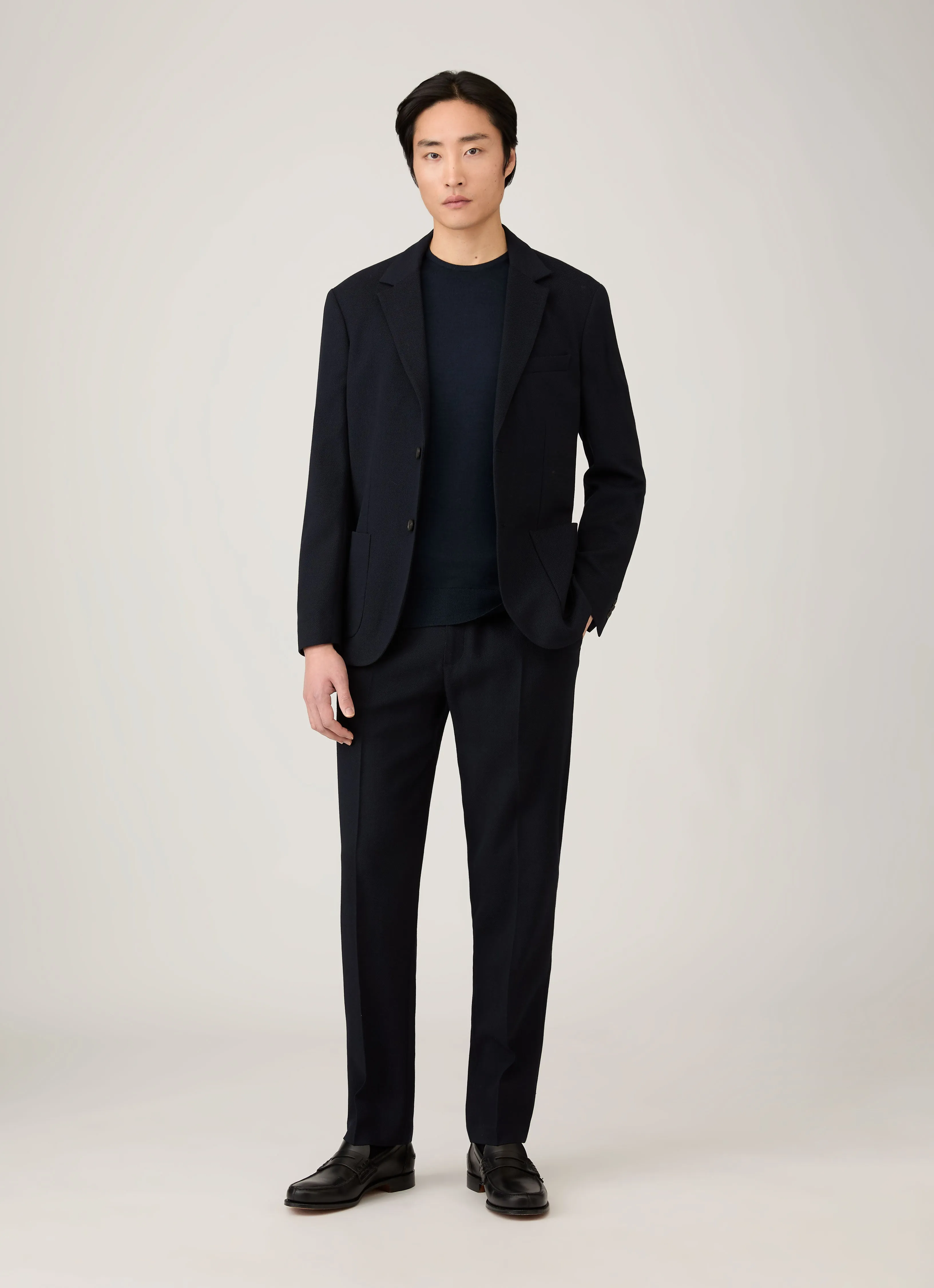 Men's Extra-Fine Merino Jumper in Navy sold by Sunspel product image thumbnail 3