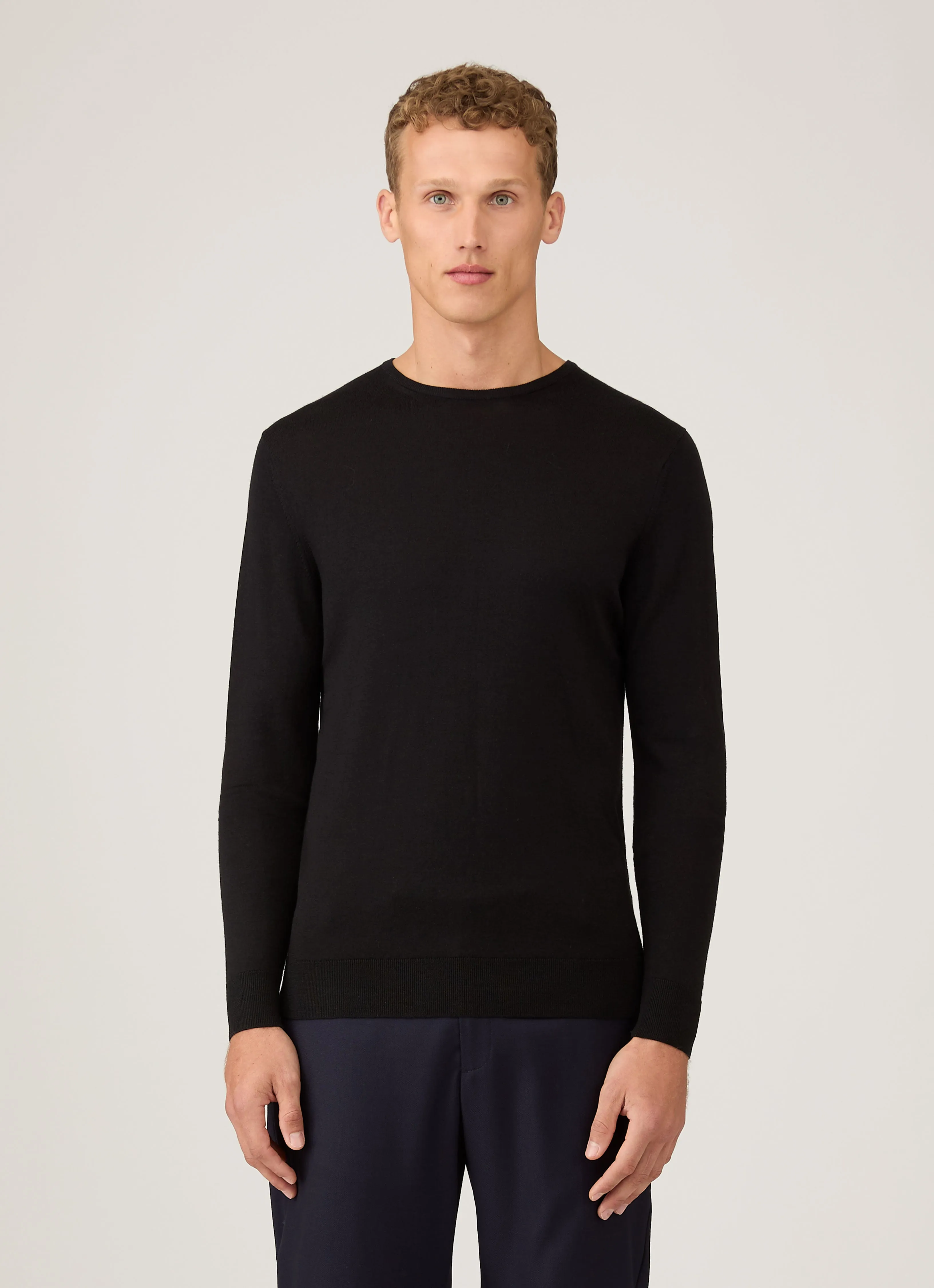 Men's Extra-Fine Merino Jumper in Black sold by Sunspel product image thumbnail 2