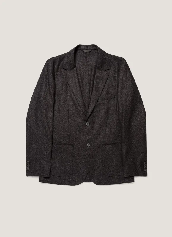 Men's Wool Silk Tweed Blazer in Anthracite made by Sunspel