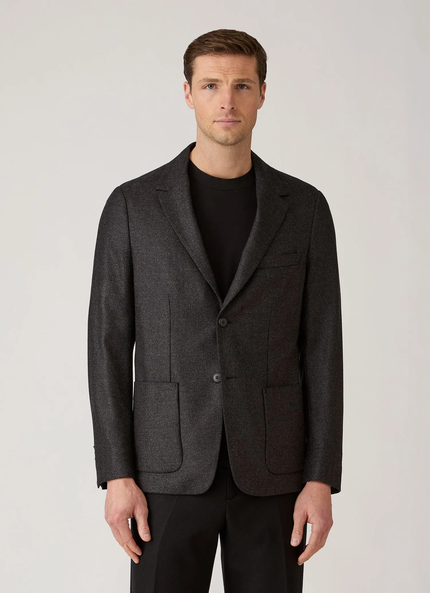Men's Wool Silk Tweed Blazer in Anthracite sold by Sunspel product image thumbnail 2