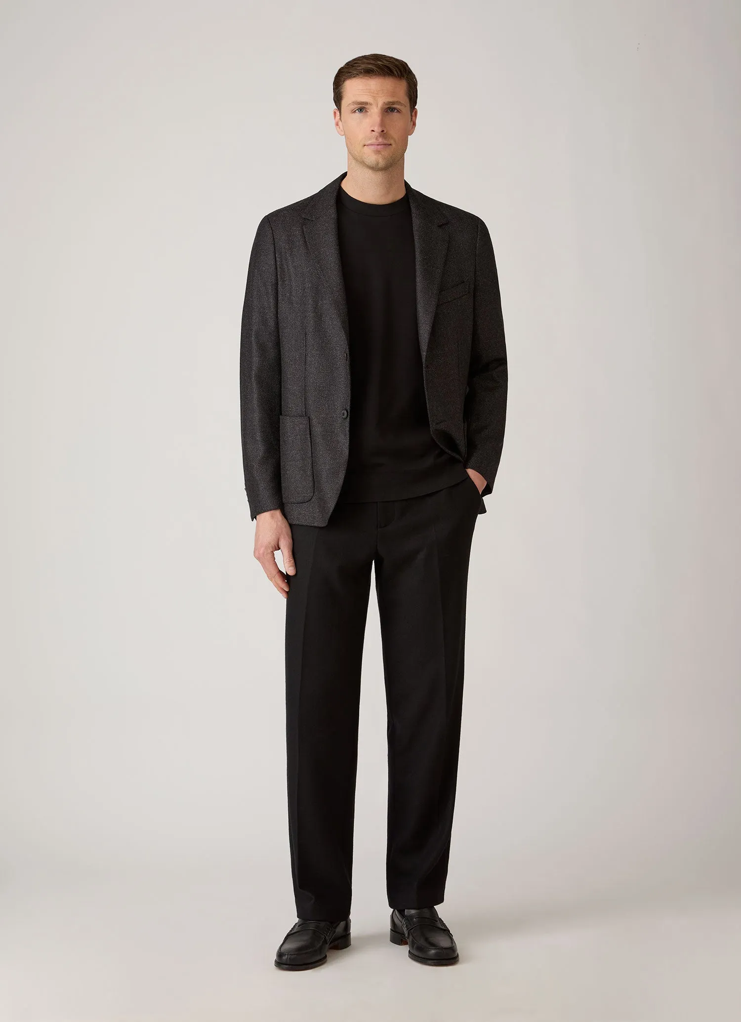 Men's Wool Silk Tweed Blazer in Anthracite sold by Sunspel product image thumbnail 3
