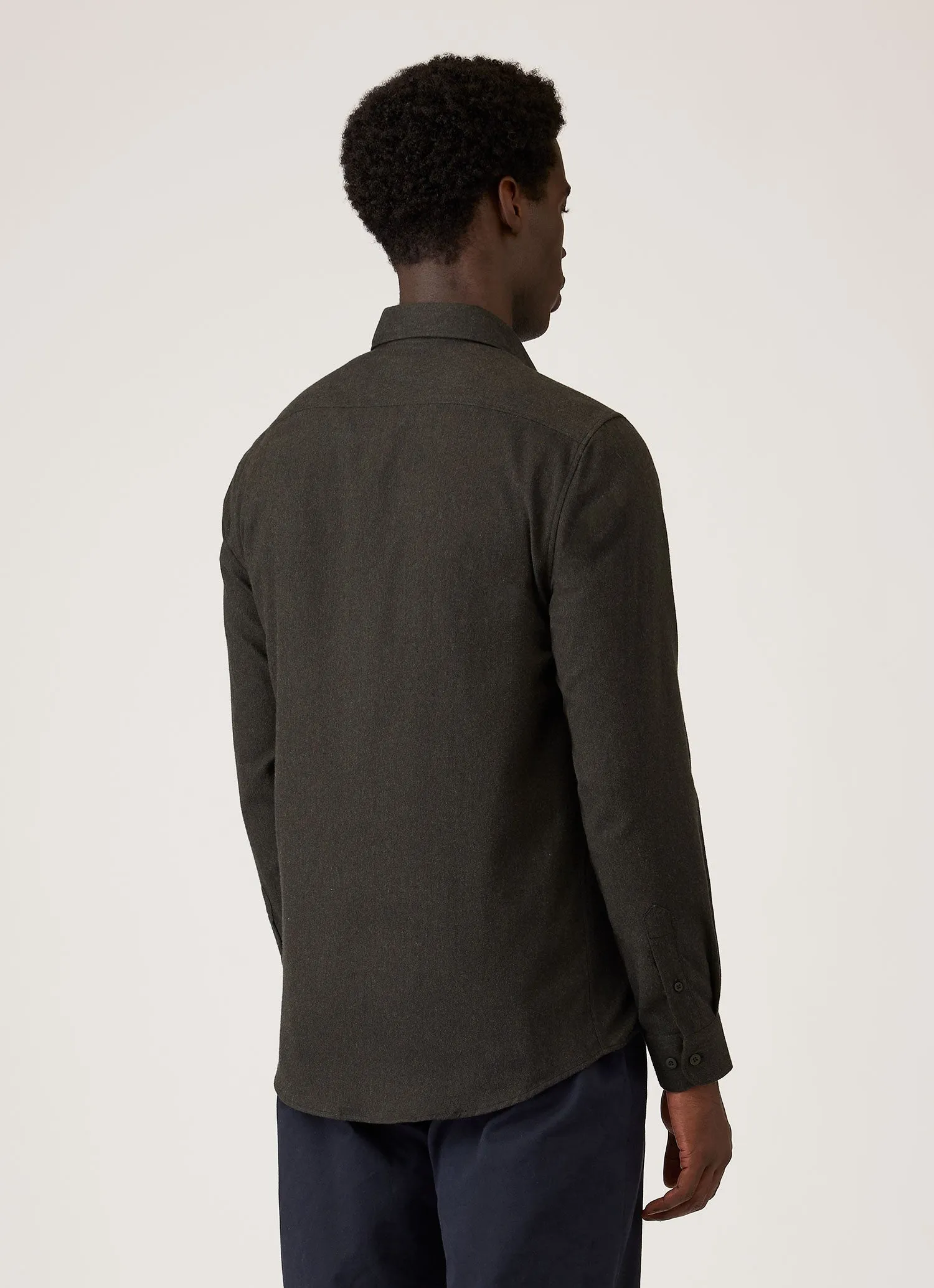 Men's Button Down Flannel Shirt in Loden Green sold by Sunspel product image thumbnail 5