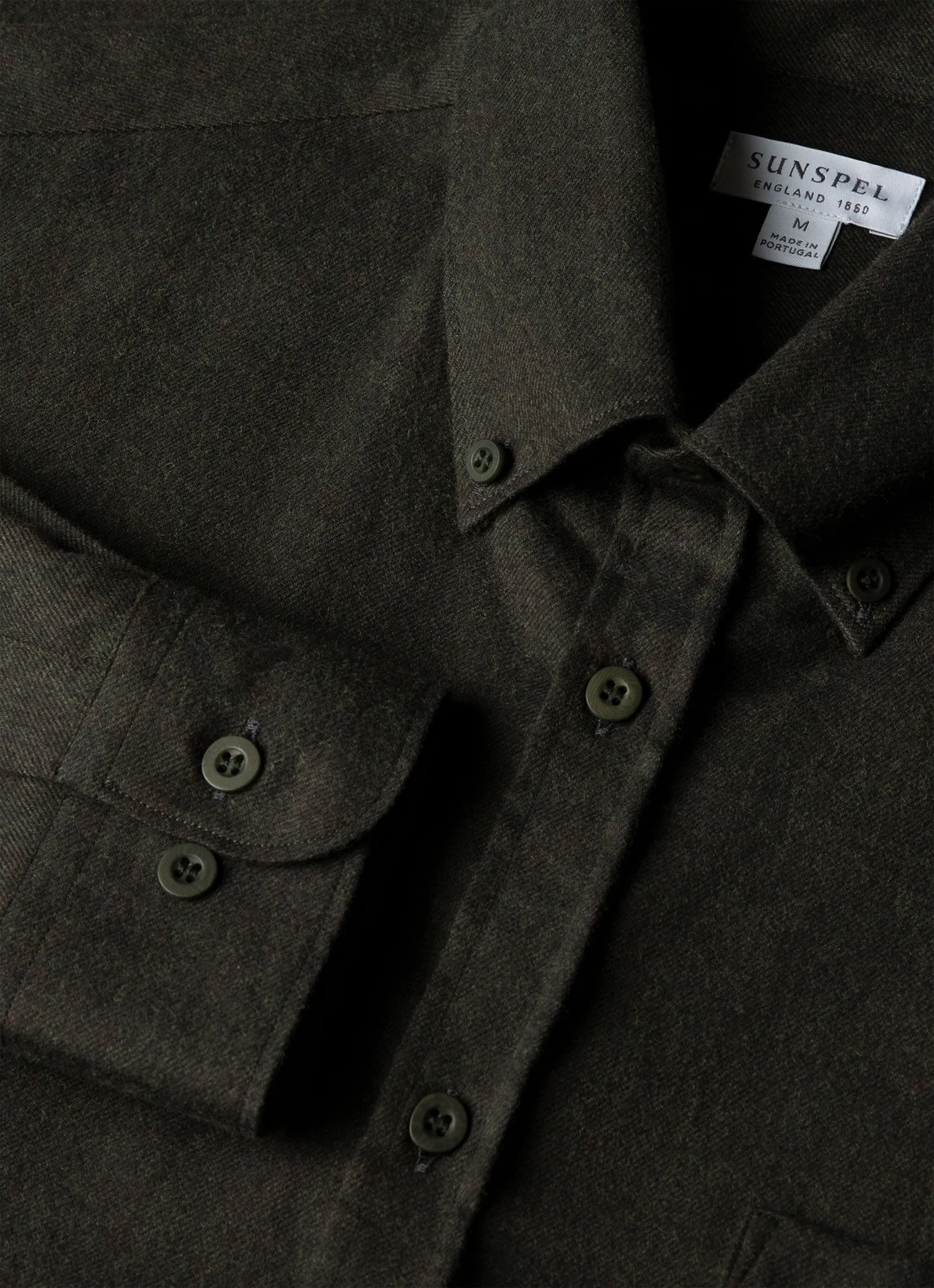 Men's Button Down Flannel Shirt in Loden Green sold by Sunspel product image thumbnail 4