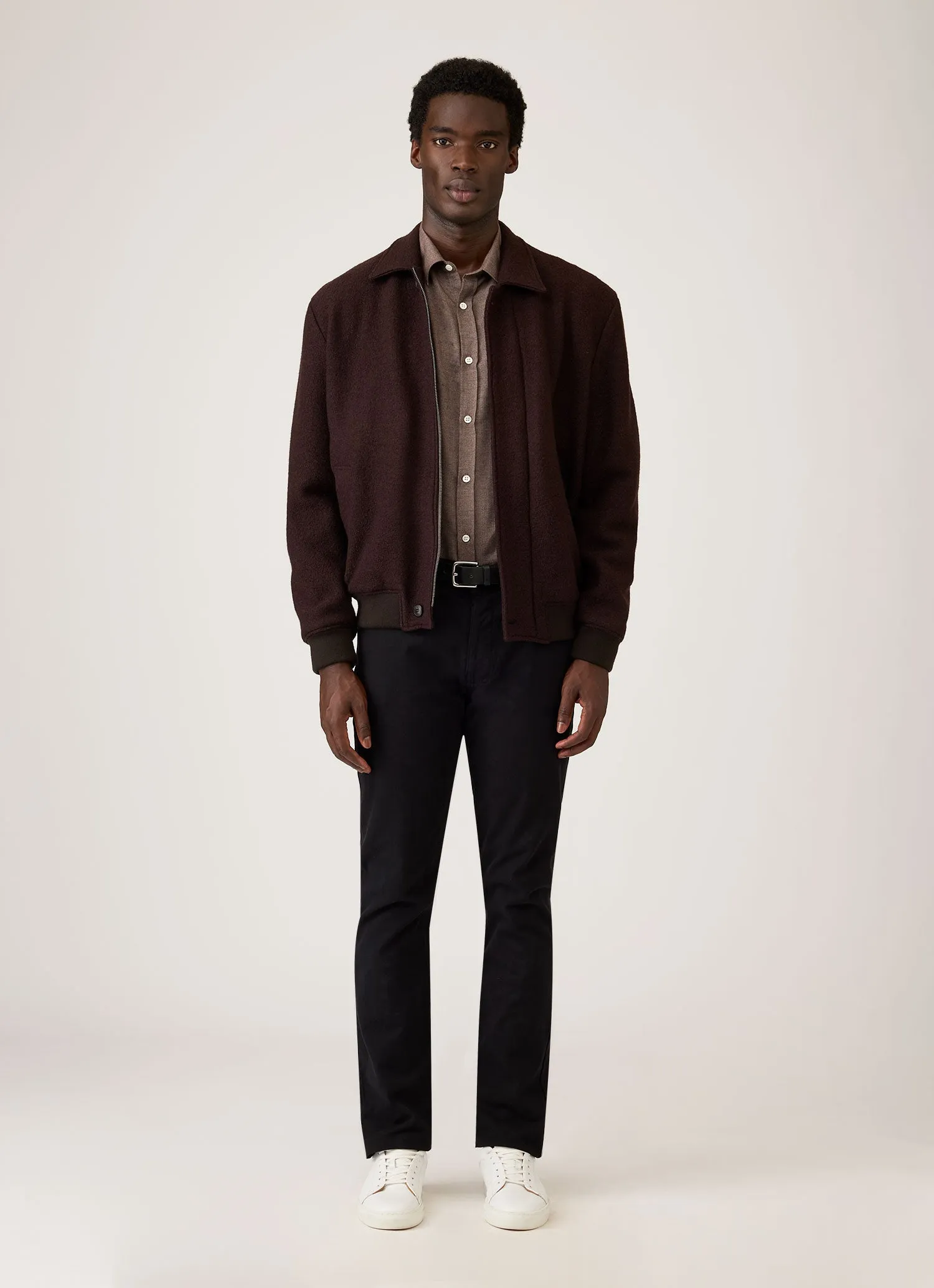 Men's Cotton Cashmere Herringbone Shirt in Chestnut Melange sold by Sunspel product image thumbnail 3