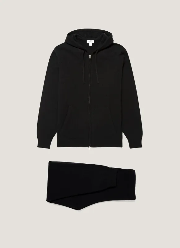 Men's Cashmere Lounge Set in Black made by Sunspel