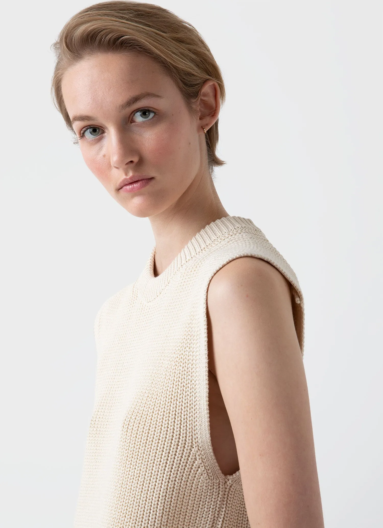 Women's Sleeveless Jumper in Ecru sold by Sunspel product image thumbnail 2