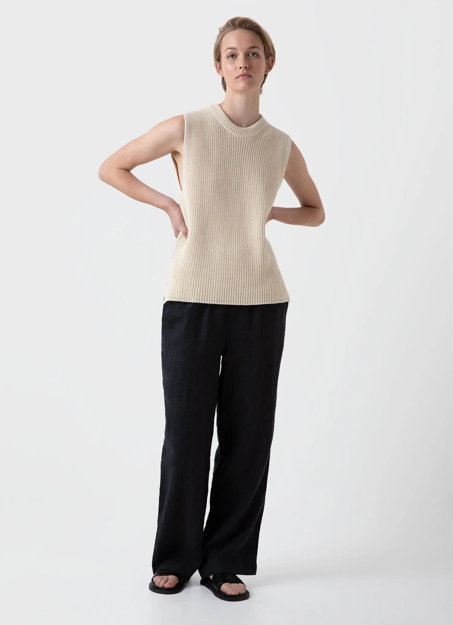 Women's Sleeveless Jumper in Ecru sold by Sunspel product image thumbnail 3