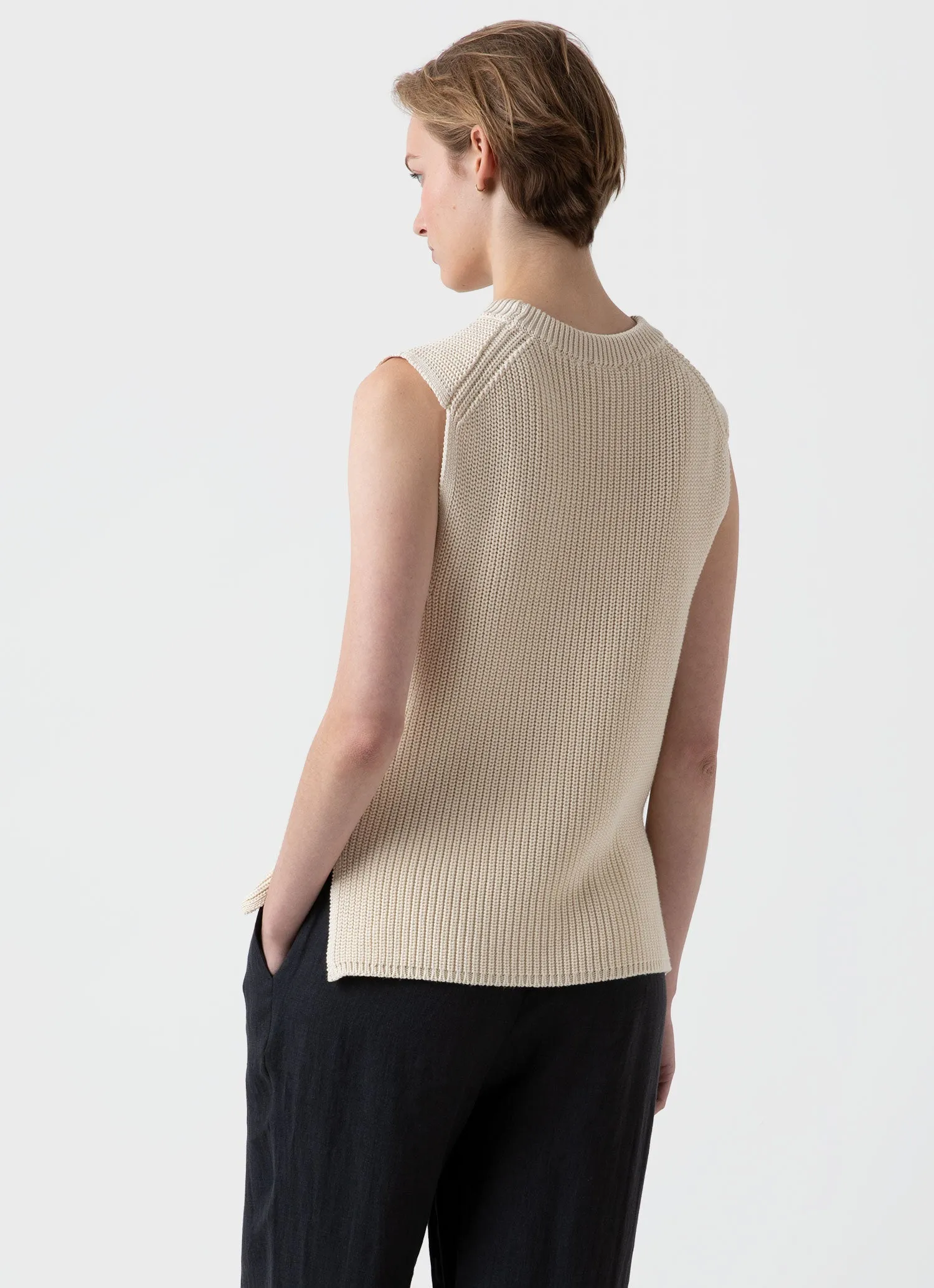 Women's Sleeveless Jumper in Ecru sold by Sunspel product image thumbnail 4