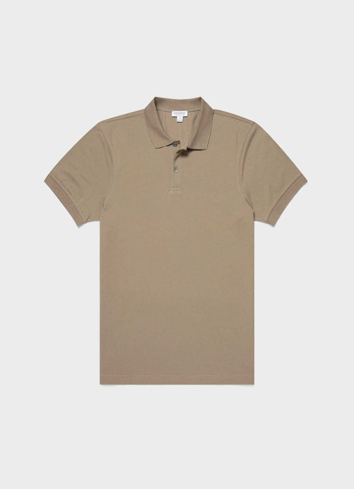 Men's Piqué Polo Shirt in Dark Stone sold by Sunspel