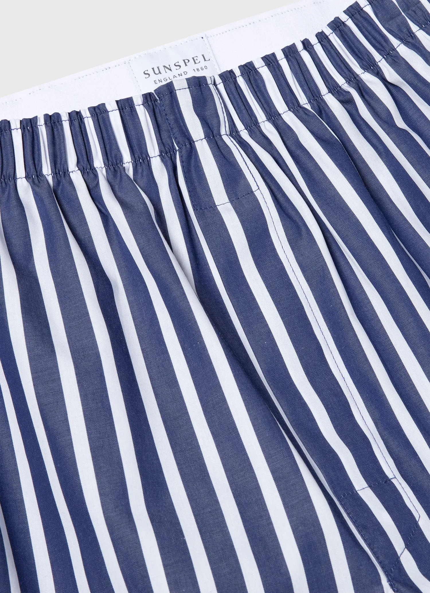 Men's Classic Boxer Shorts in Navy/White Wide Stripe sold by Sunspel product image thumbnail 4