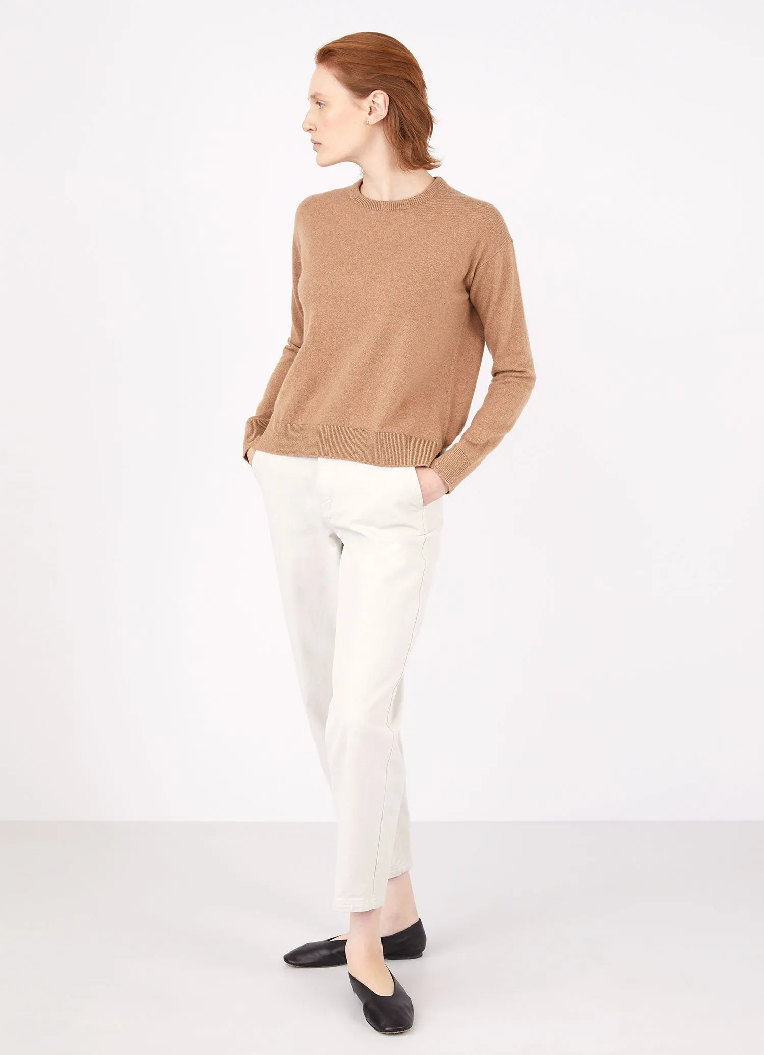 Women's Cashmere Crew Neck Jumper in Camel sold by Sunspel product image thumbnail 3