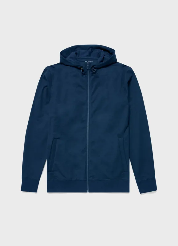 Men's DriRelease Active Hoody in Marine Blue made by Sunspel