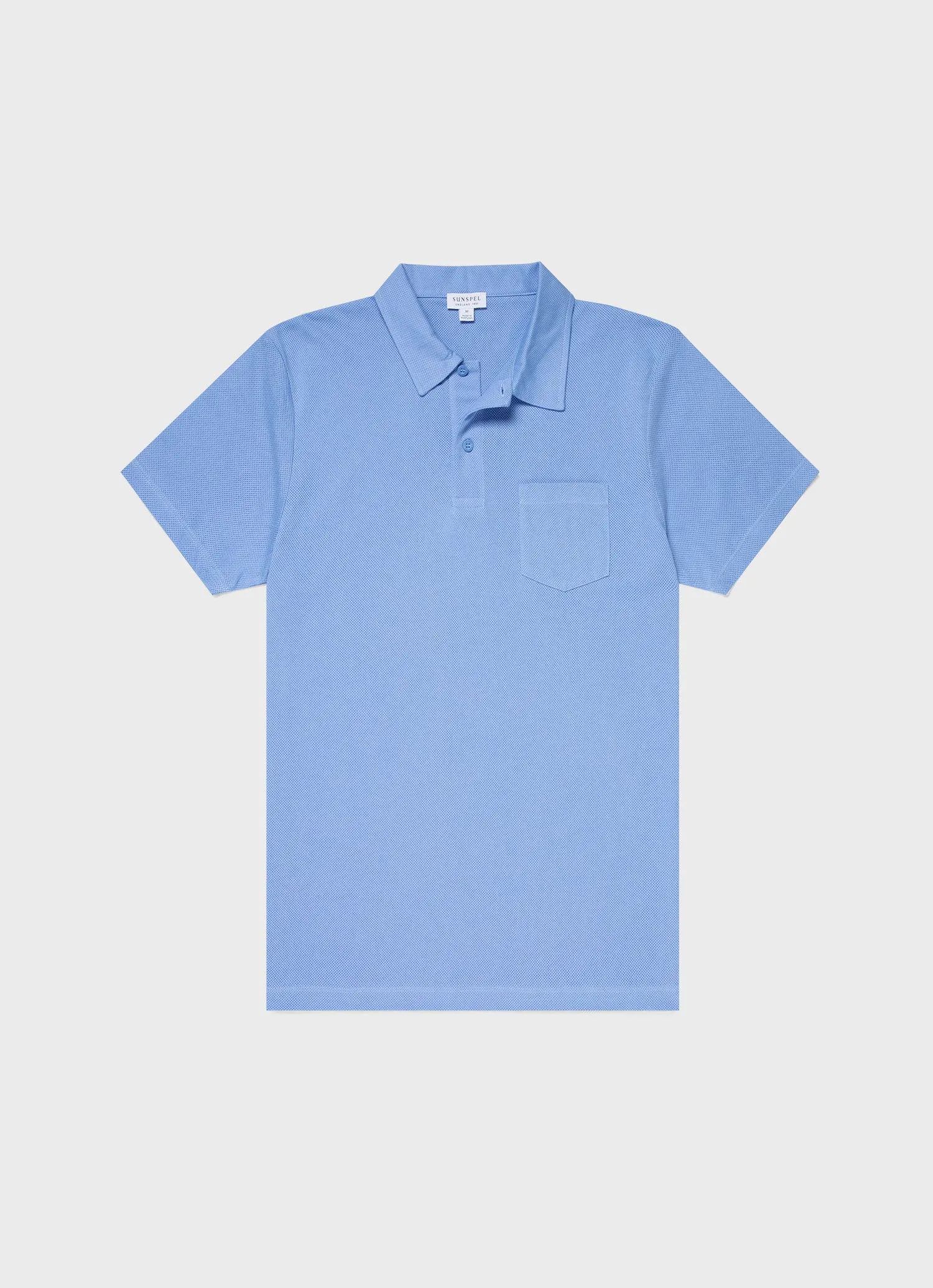 Men's Riviera Polo Shirt in Cool Blue sold by Sunspel