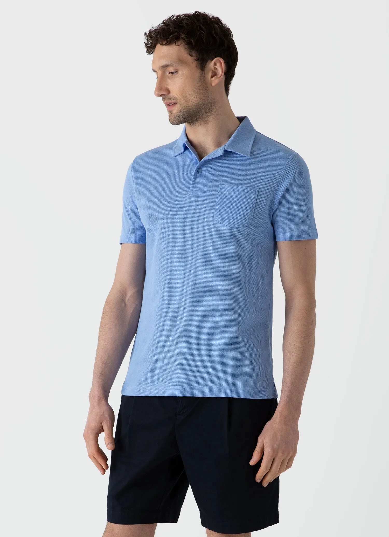 Men's Riviera Polo Shirt in Cool Blue sold by Sunspel product image thumbnail 2