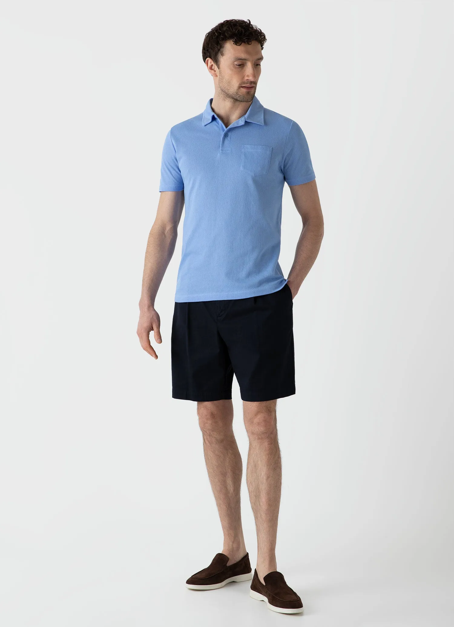 Men's Riviera Polo Shirt in Cool Blue sold by Sunspel product image thumbnail 3