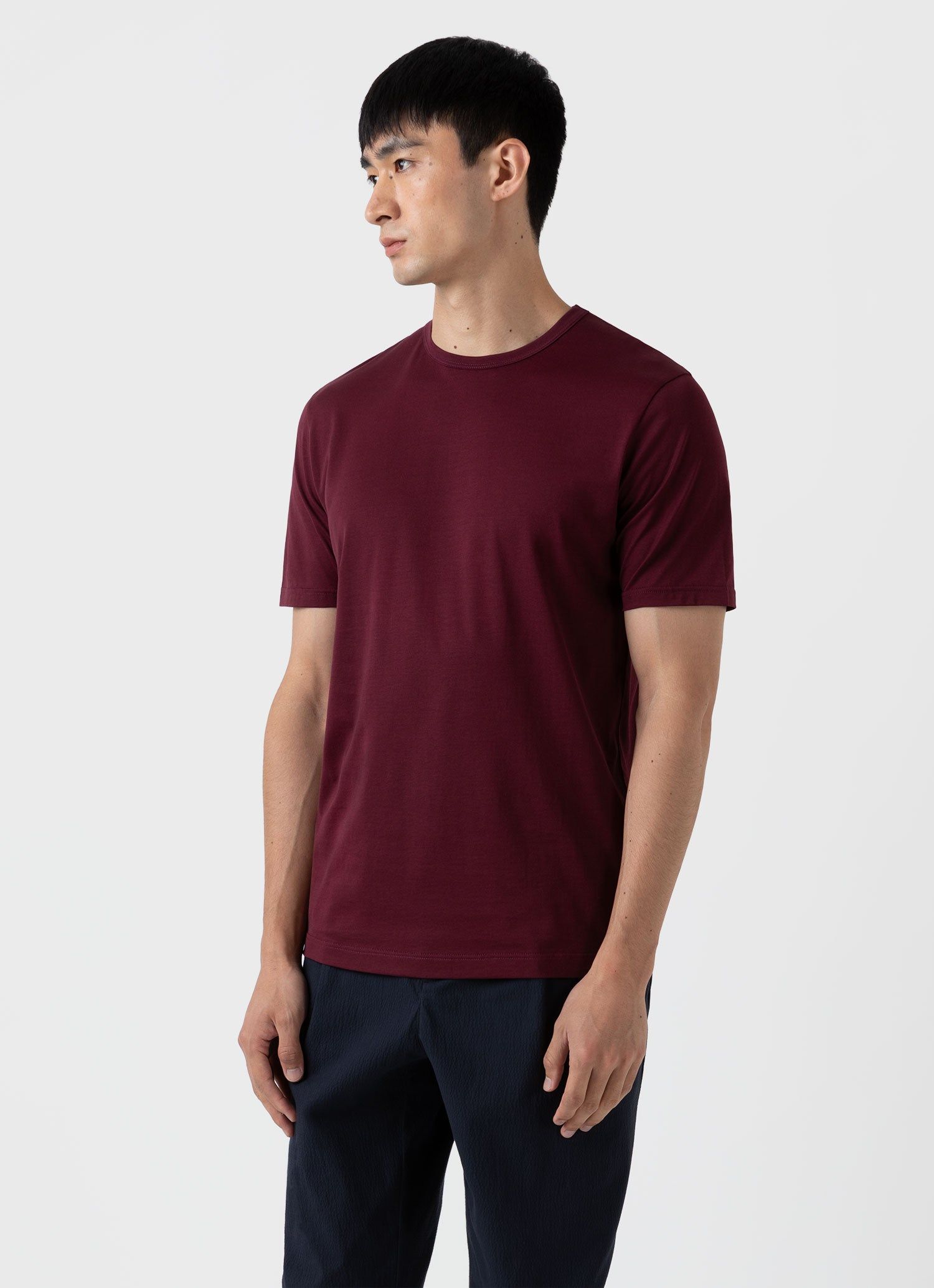 Men's Classic T-shirt in Vino sold by Sunspel product image thumbnail 2