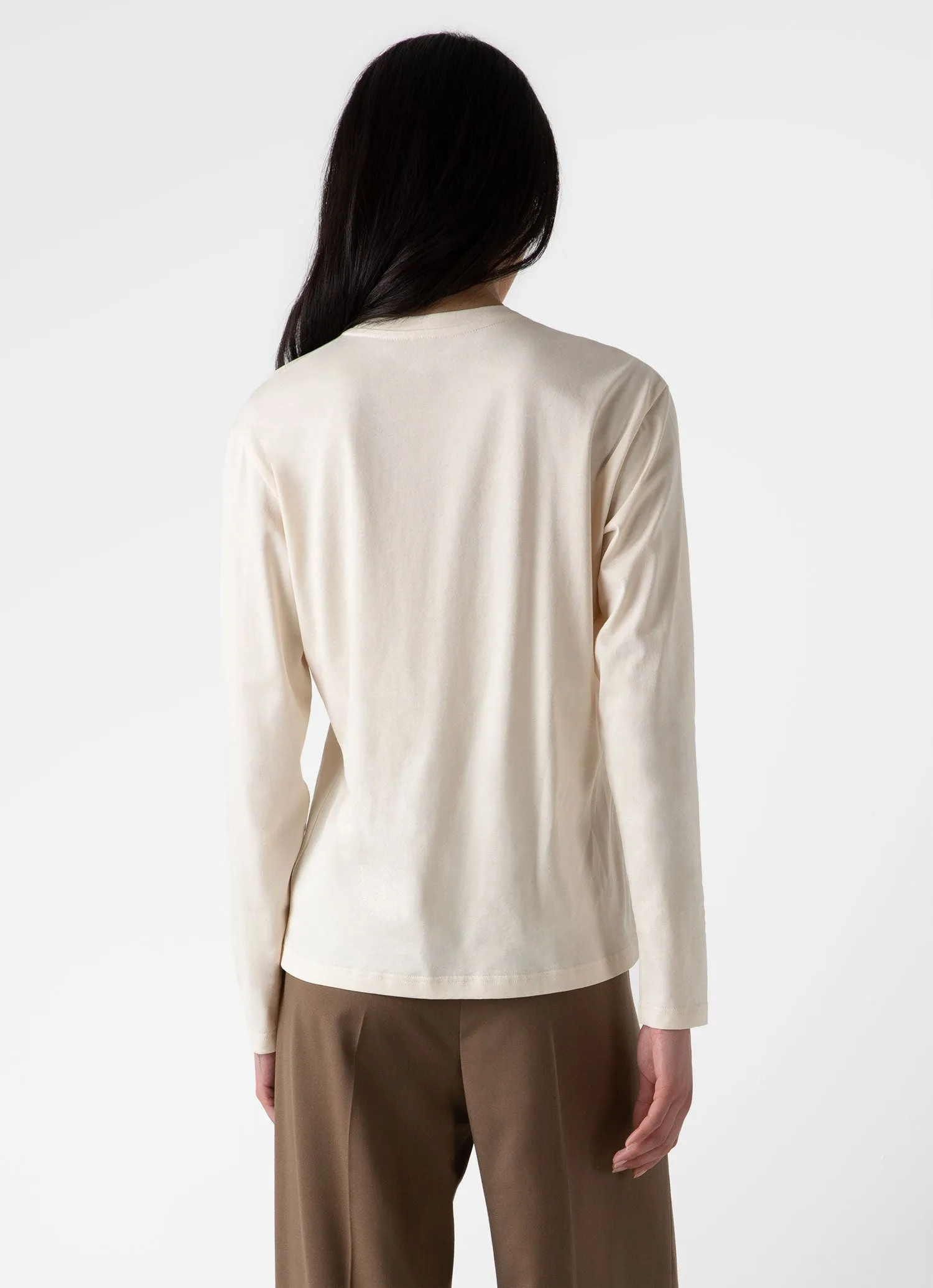 Women's Long Sleeve Boy Fit T-shirt in Undyed sold by Sunspel product image thumbnail 4