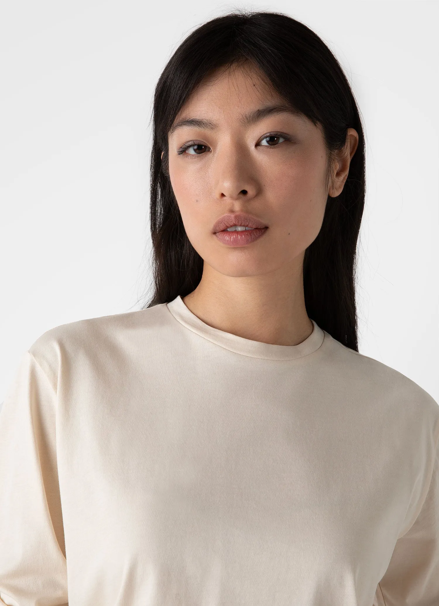 Women's Long Sleeve Boy Fit T-shirt in Undyed sold by Sunspel product image thumbnail 2