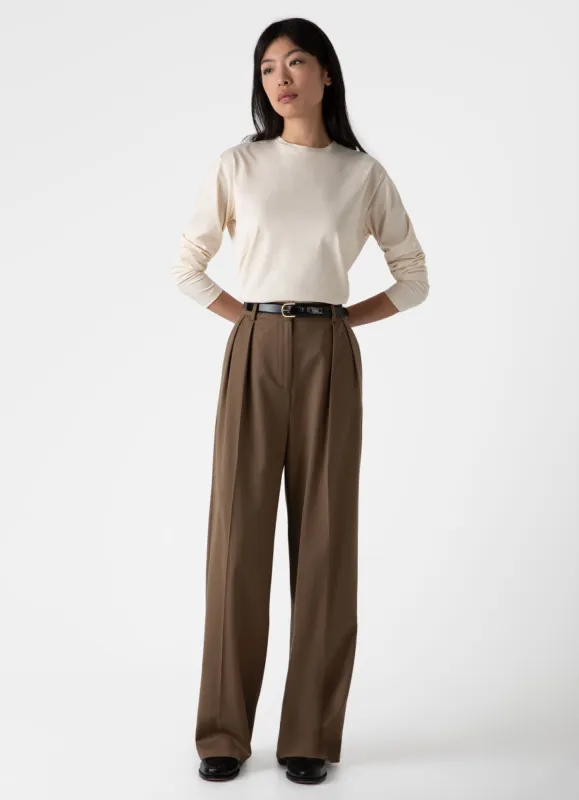 Women's Long Sleeve Boy Fit T-shirt in Undyed sold by Sunspel