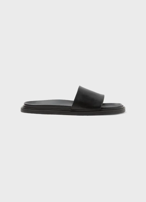 Women's Leather Slider in Black sold by Sunspel