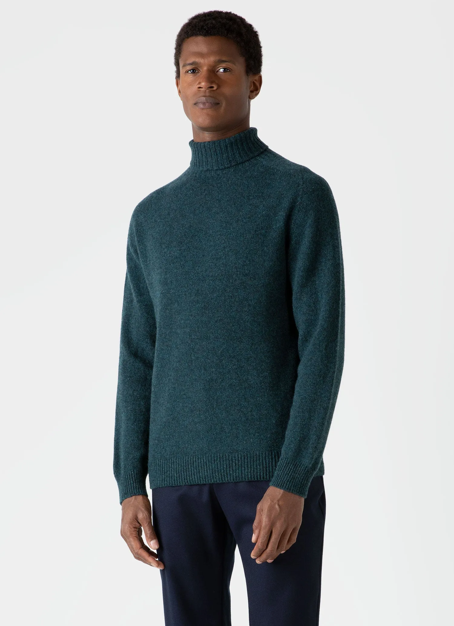 Men's Lambswool Roll Neck in Peacock sold by Sunspel product image thumbnail 2