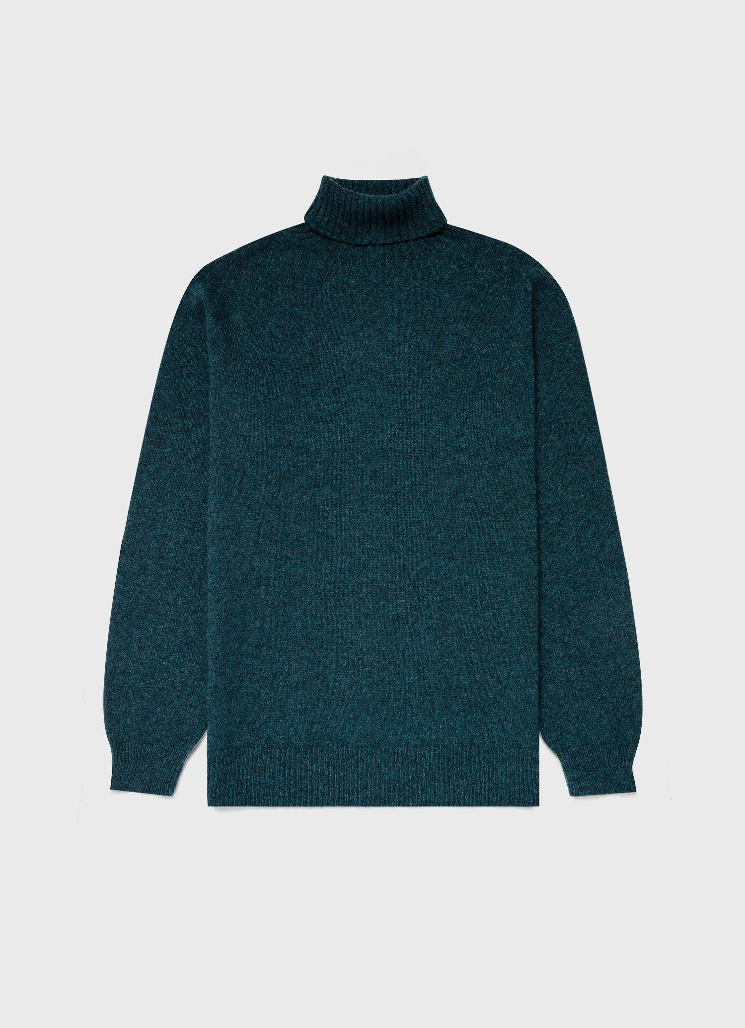 Men's Lambswool Roll Neck in Peacock sold by Sunspel