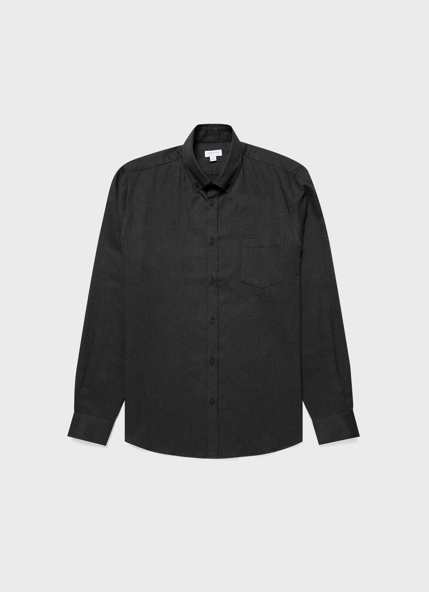 Men's Button Down Flannel Shirt in Dark Moss Melange sold by Sunspel