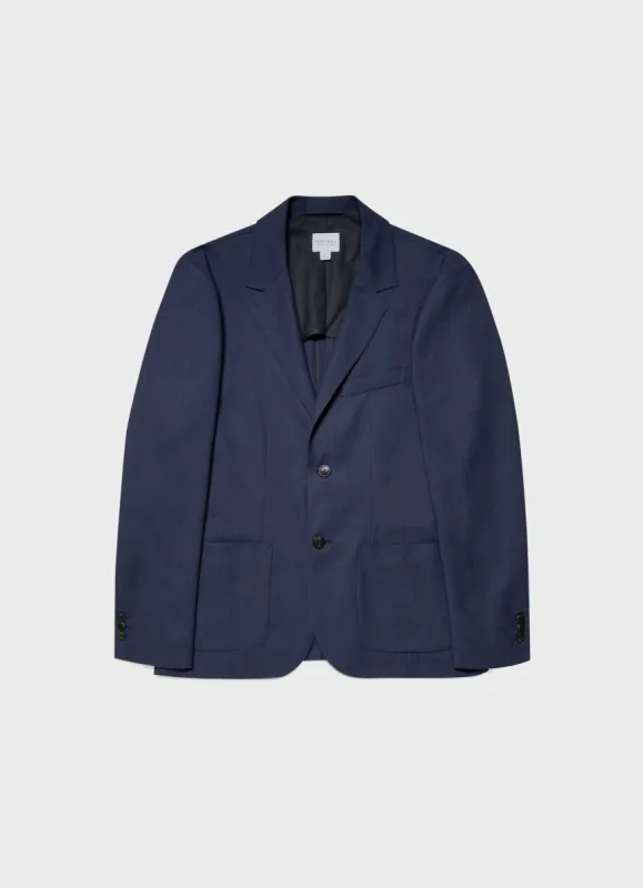 Men's Wool Blazer in Blue Melange sold by Sunspel