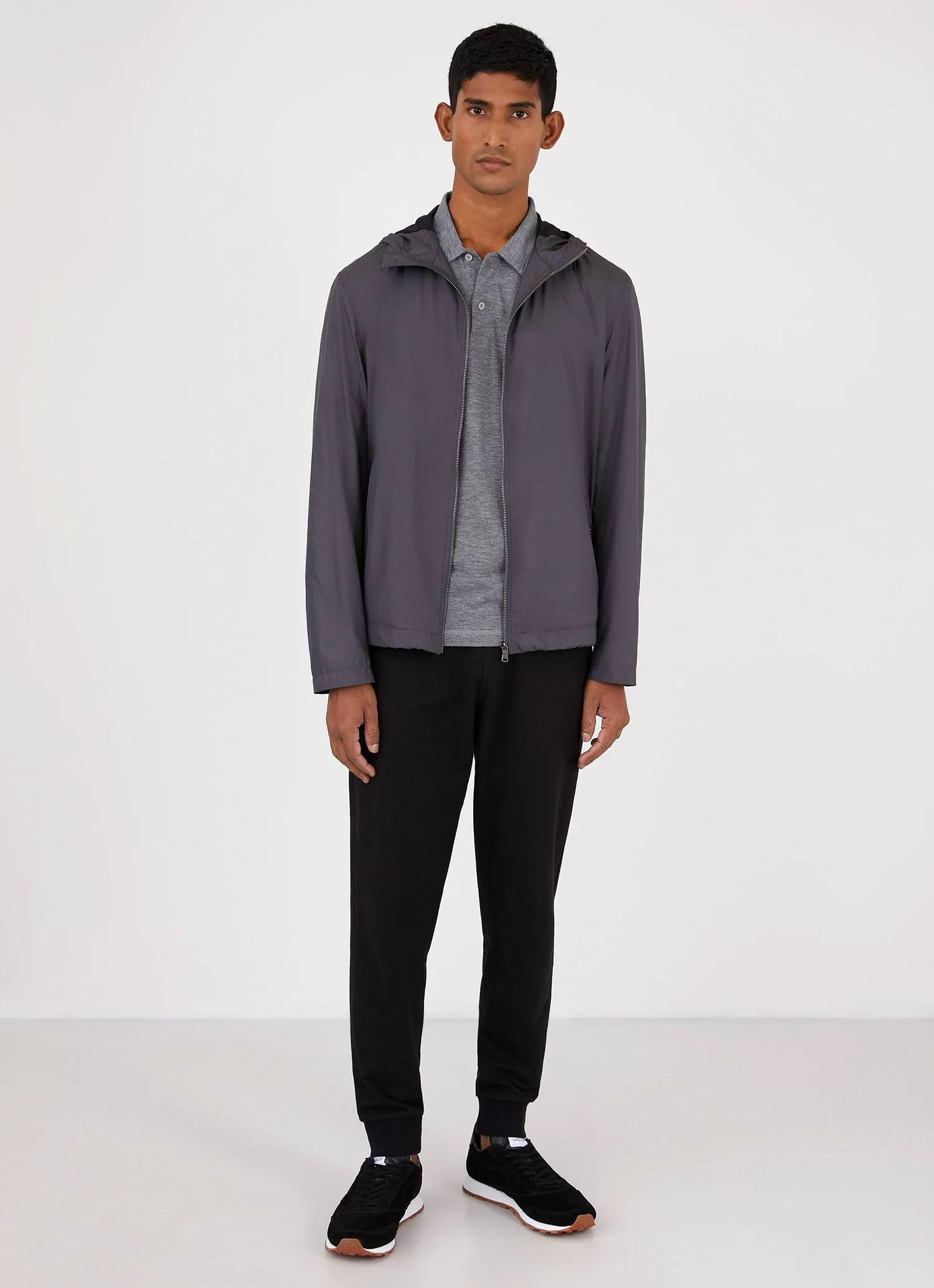 Men's Active Hooded Jacket in Charcoal sold by Sunspel product image thumbnail 3