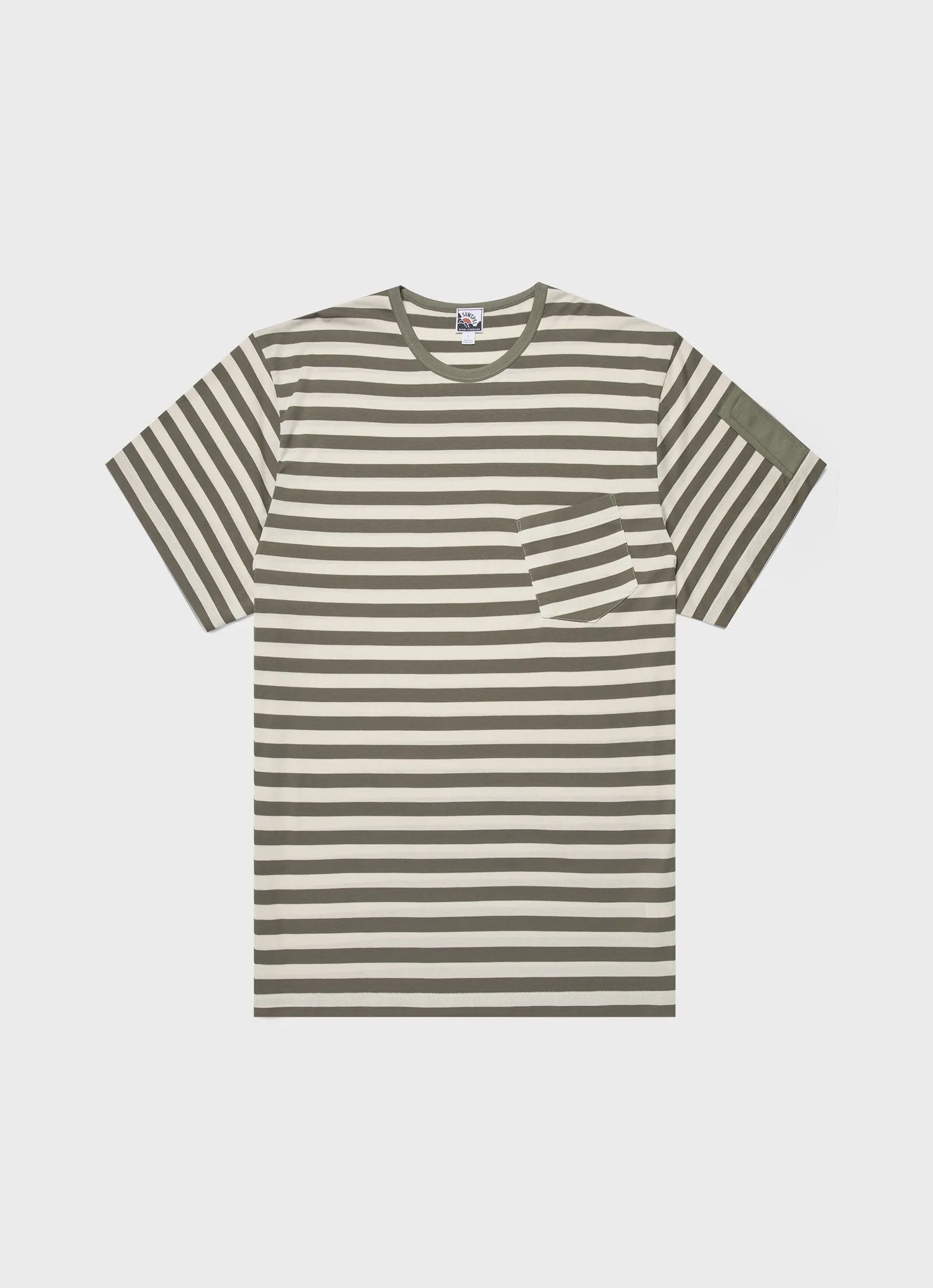 Men's Sunspel x Nigel Cabourn T-shirt in Army Green/Stone White sold by Sunspel