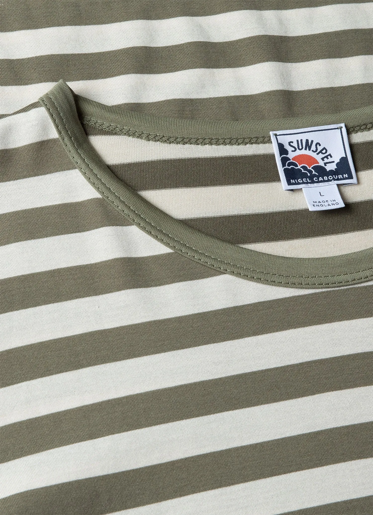 Men's Sunspel x Nigel Cabourn T-shirt in Army Green/Stone White sold by Sunspel product image thumbnail 4