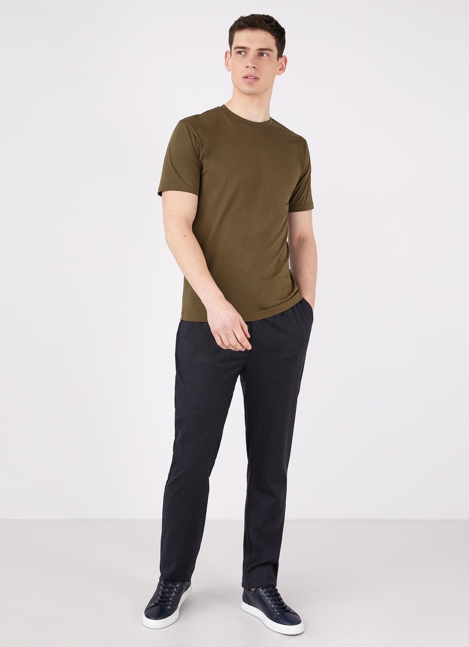 Men's Riviera T-shirt in Dark Moss sold by Sunspel product image thumbnail 3