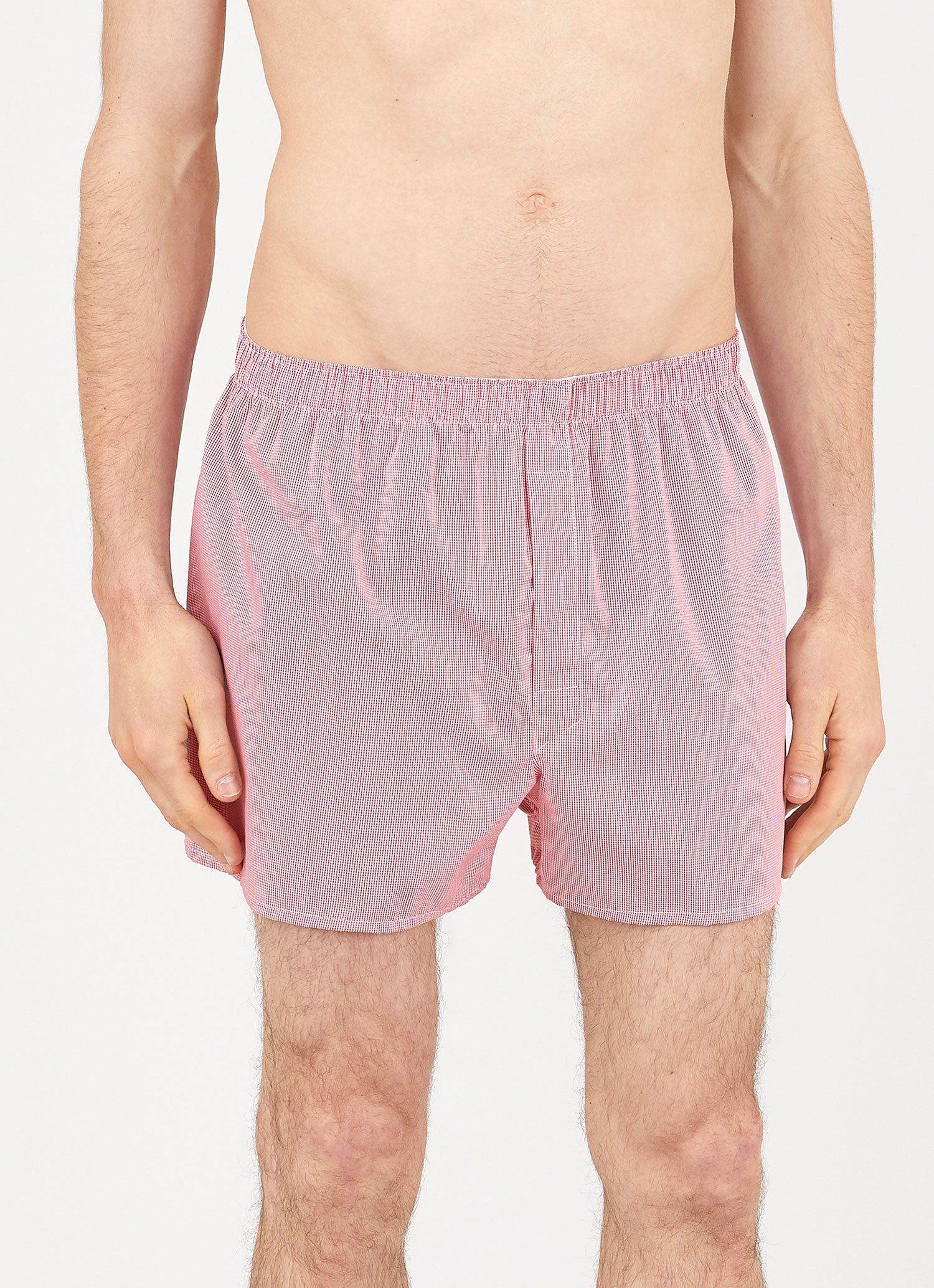 Men's Classic Boxer Shorts in Red Micro Gingham sold by Sunspel product image thumbnail 2