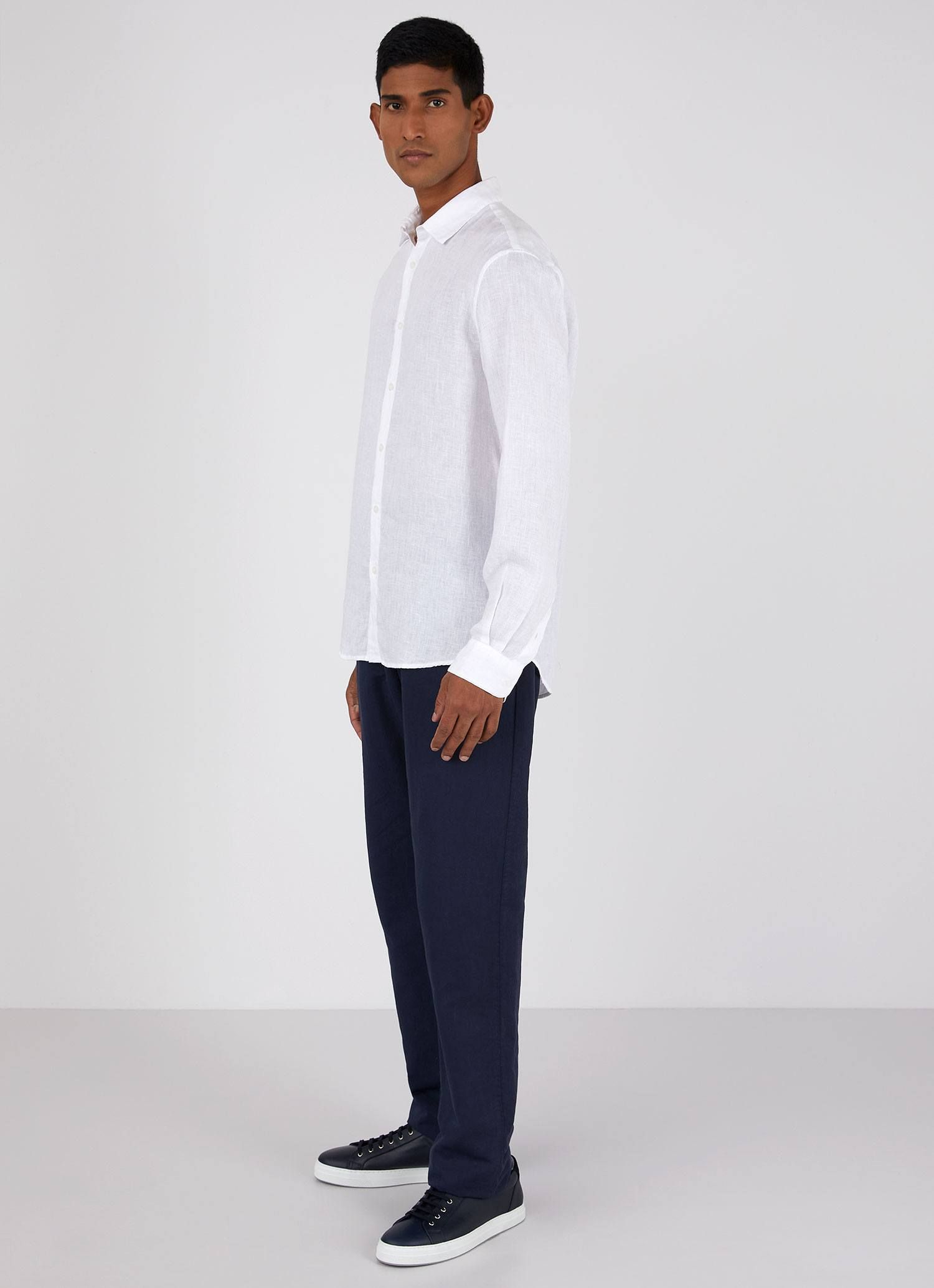 Men's Linen Shirt in White sold by Sunspel product image thumbnail 3