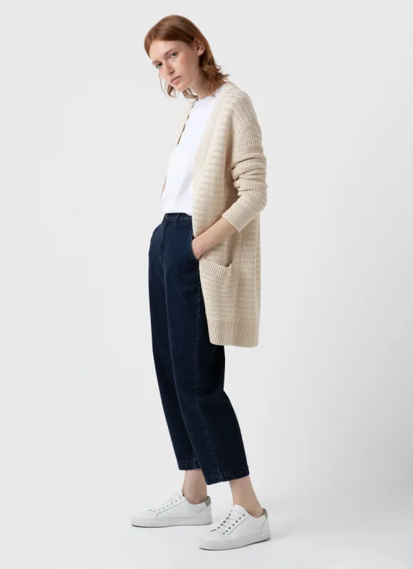 Women's Textured Cardigan in Ecru sold by Sunspel