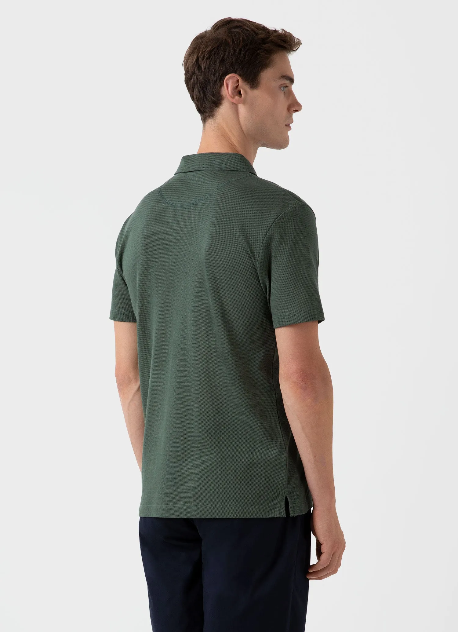 Men's Riviera Polo Shirt in Dark Green sold by Sunspel product image thumbnail 4