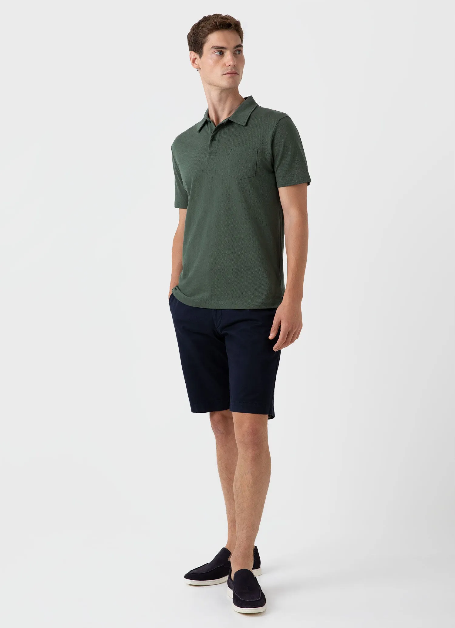 Men's Riviera Polo Shirt in Dark Green sold by Sunspel product image thumbnail 3